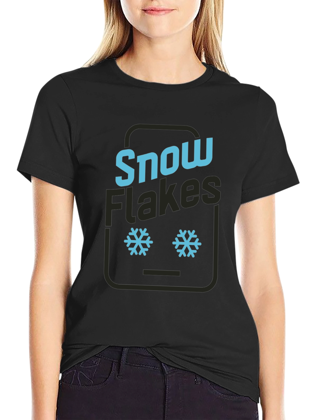 Snowflake Graphic Tee - Black Cotton T-Shirt