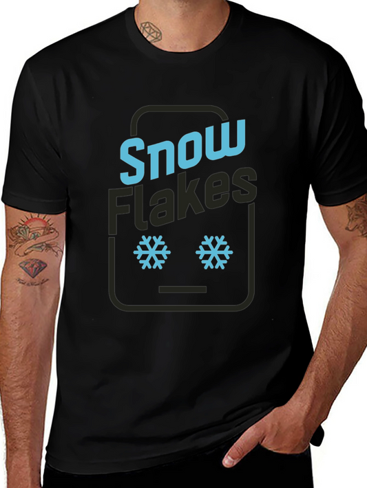 Snowflake Graphic Tee - Black Cotton T-Shirt