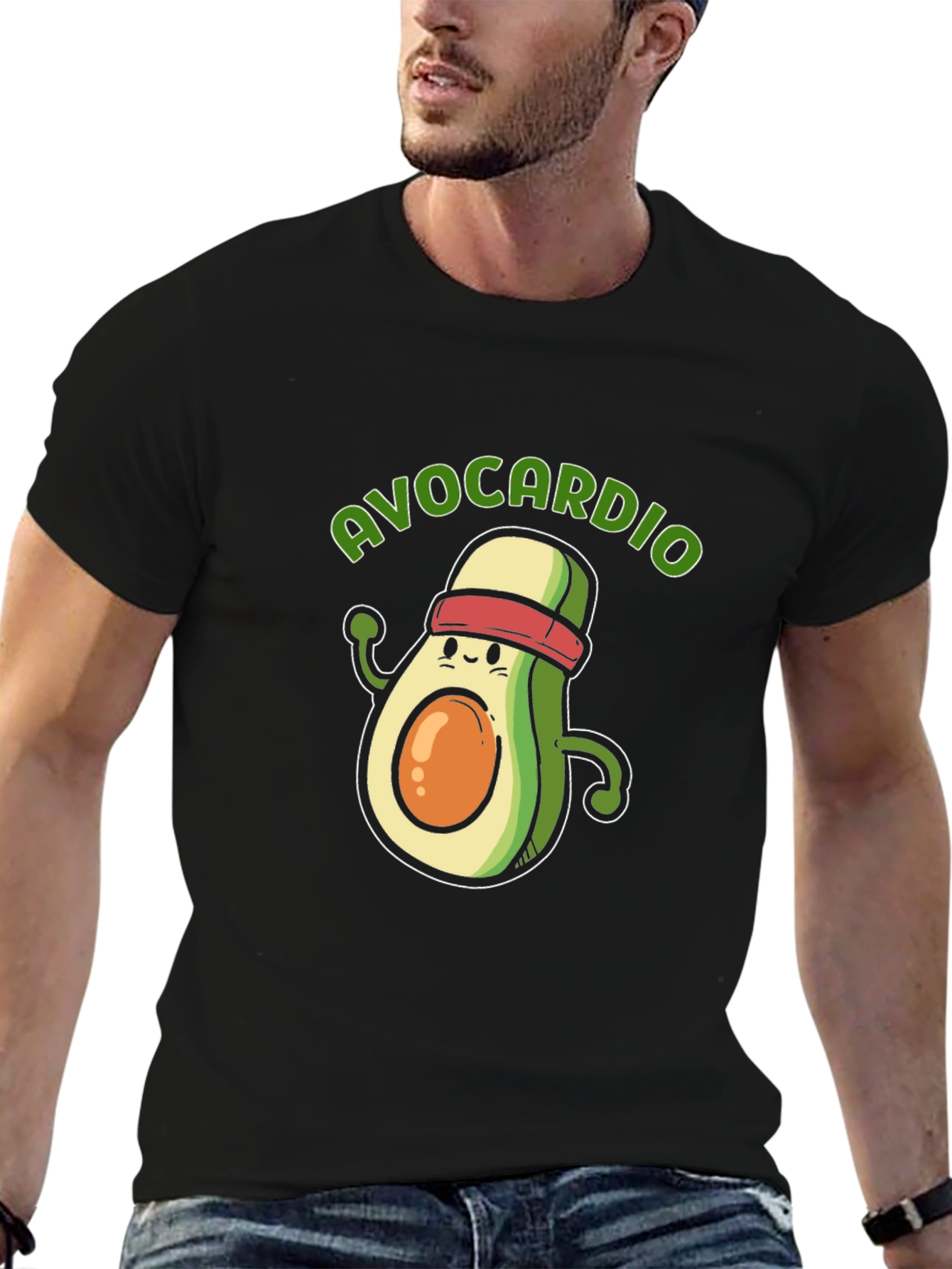 Avocardio Black T-Shirt - Workout Avocado Tee