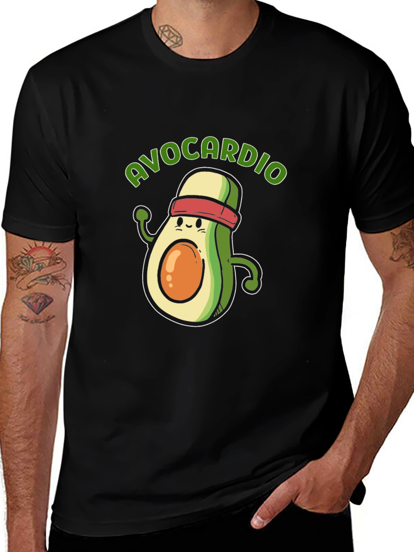 Avocardio Black T-Shirt - Workout Avocado Tee