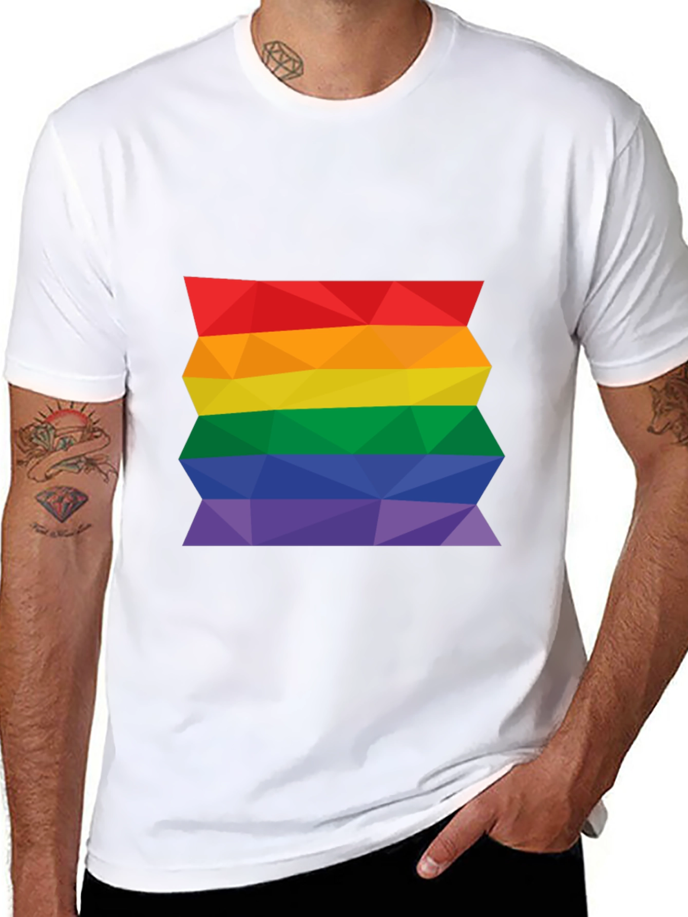 Geometric Pride Flag T-Shirt - Black