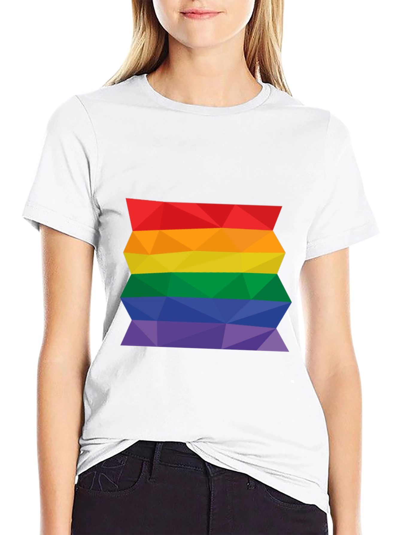Geometric Pride Flag T-Shirt - Black