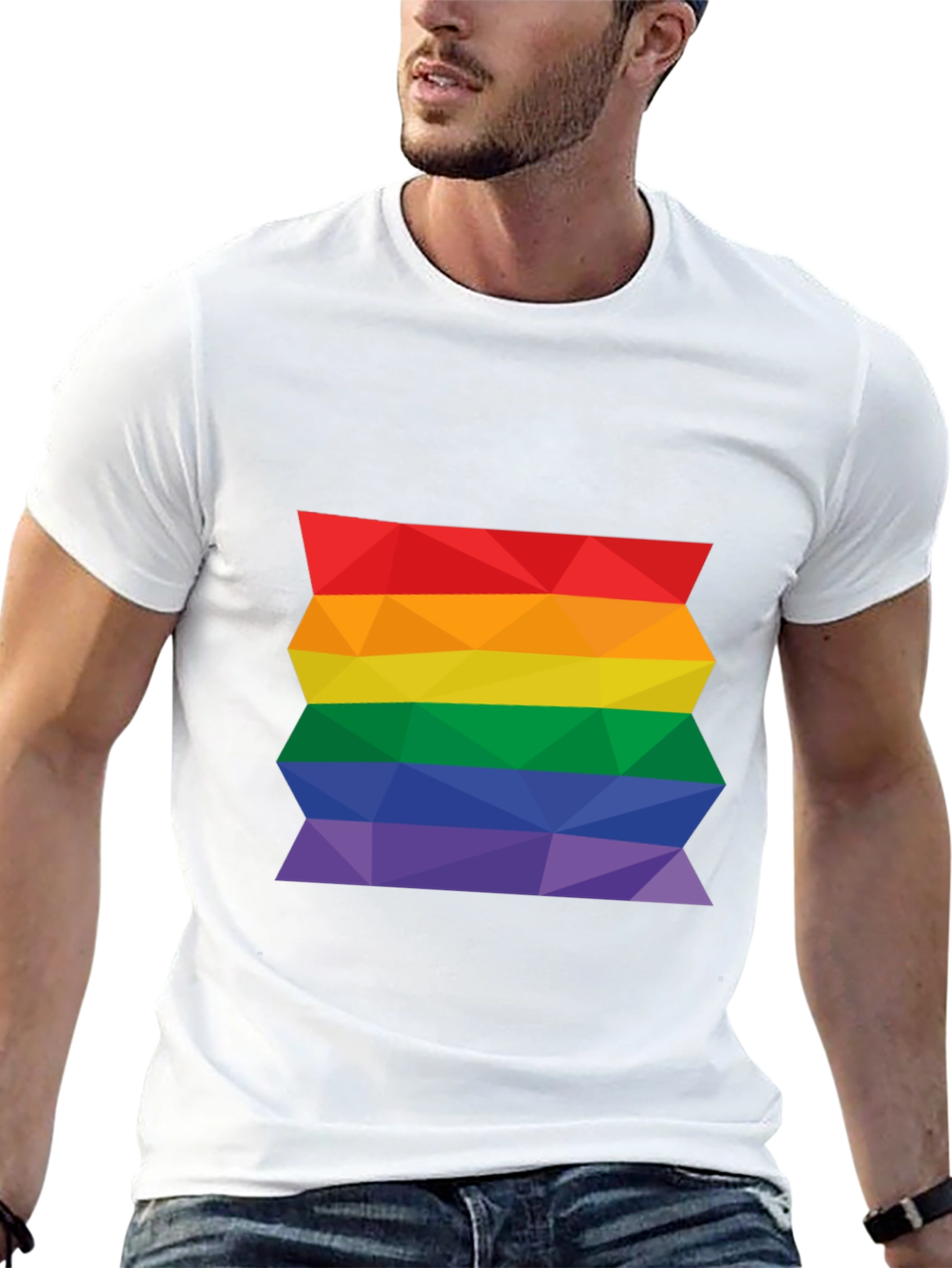 Geometric Pride Flag T-Shirt - Black