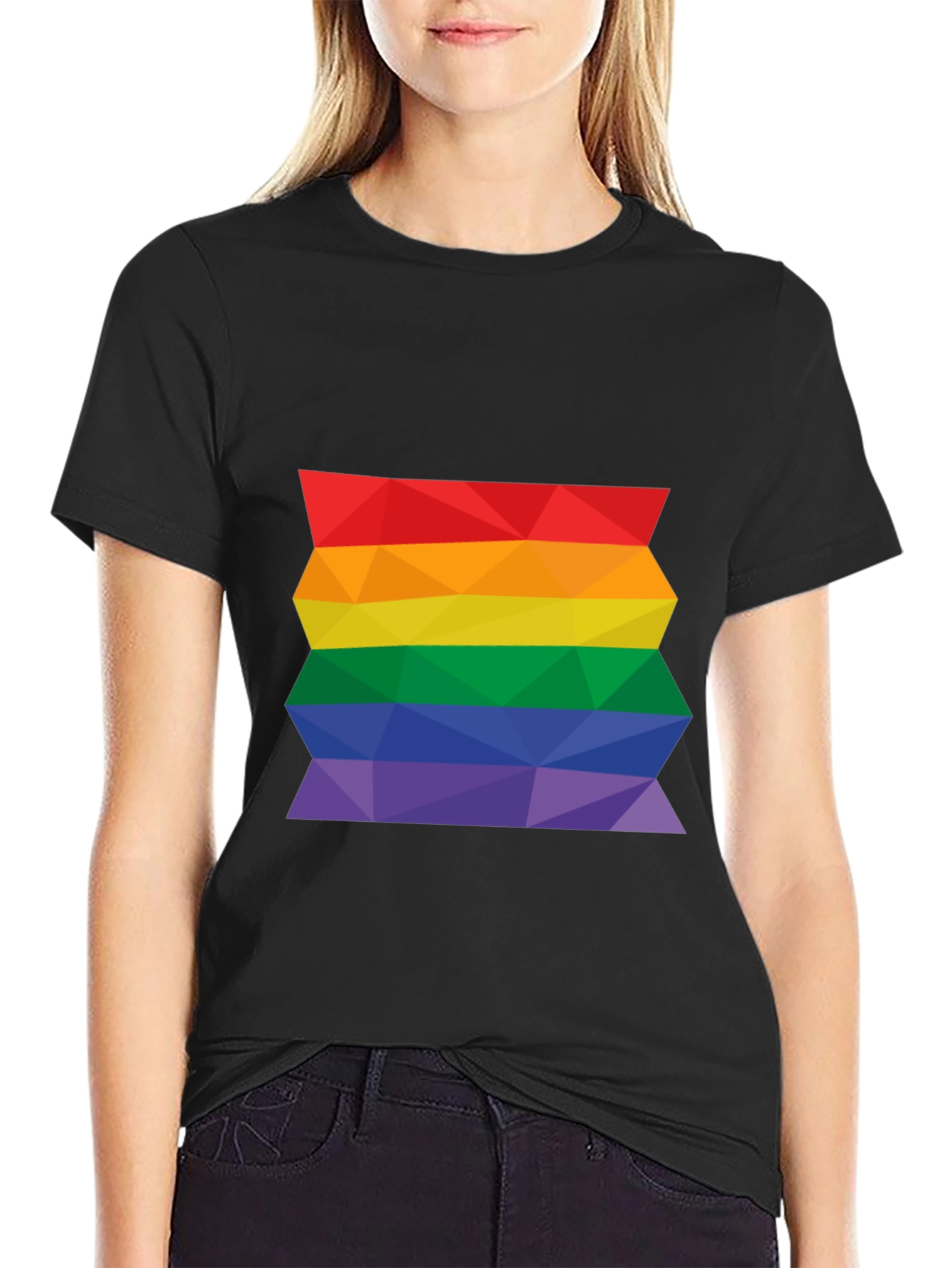 Geometric Pride Flag T-Shirt - Black