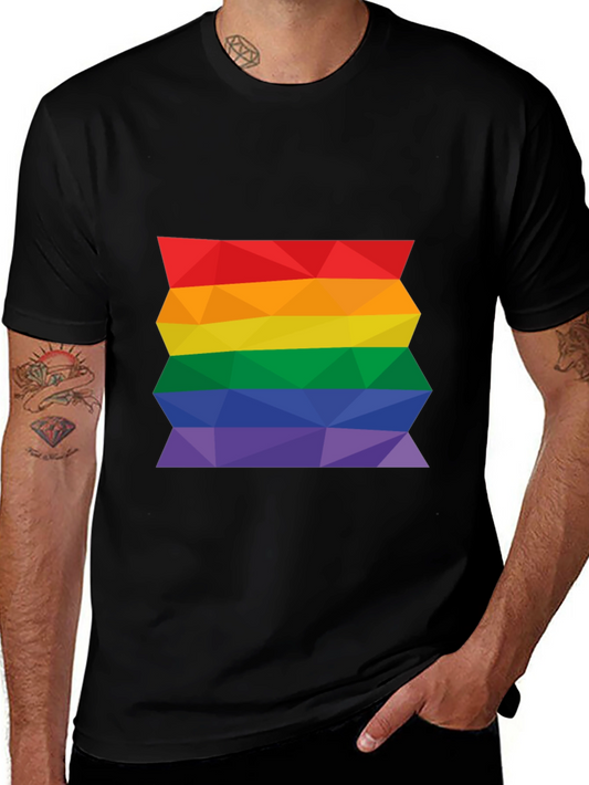 Geometric Pride Flag T-Shirt - Black