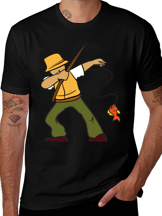 Dabbing Fisherman Graphic Tee - Novelty Fishing T-Shirt