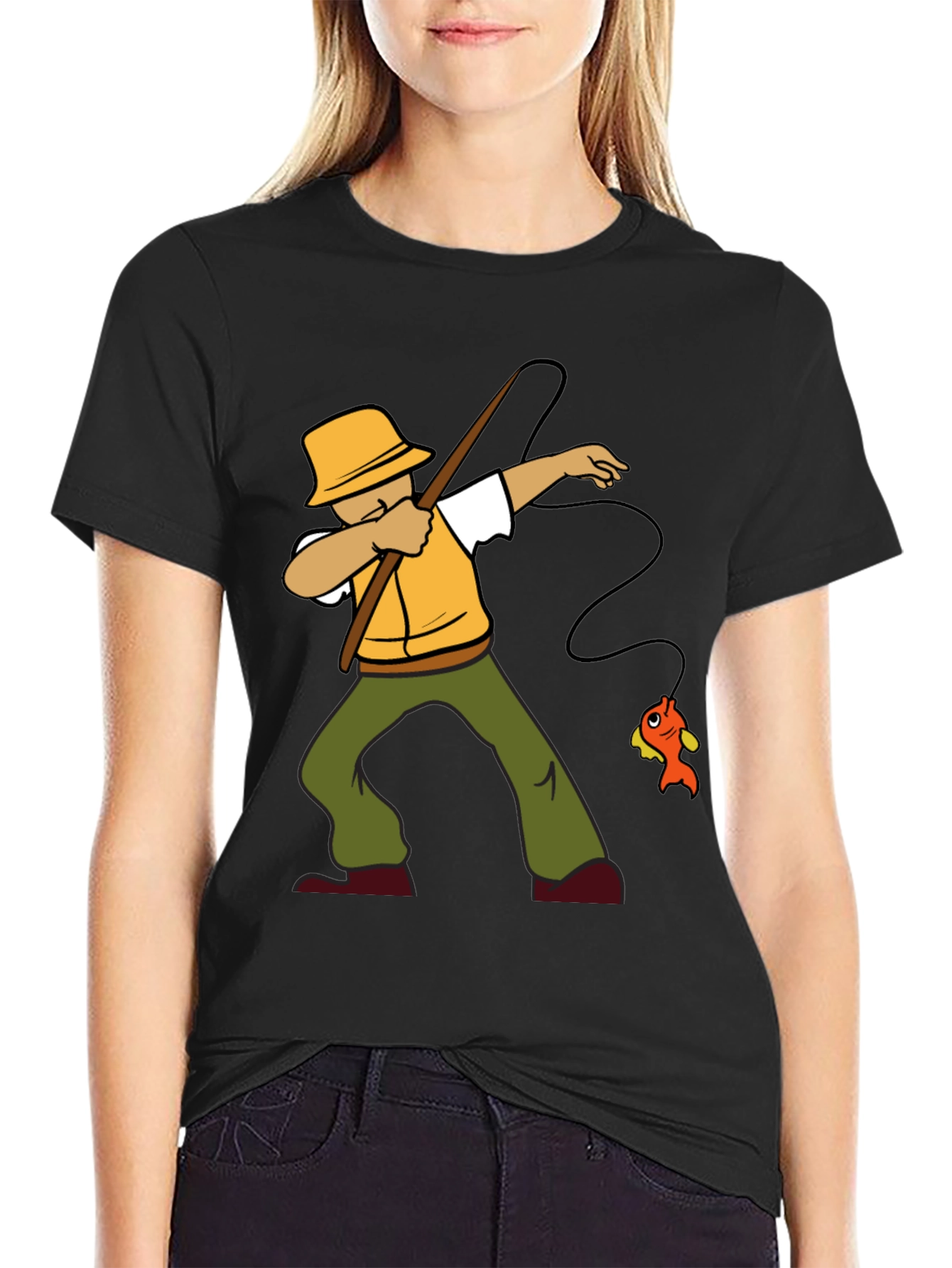 Dabbing Fisherman Graphic Tee - Novelty Fishing T-Shirt