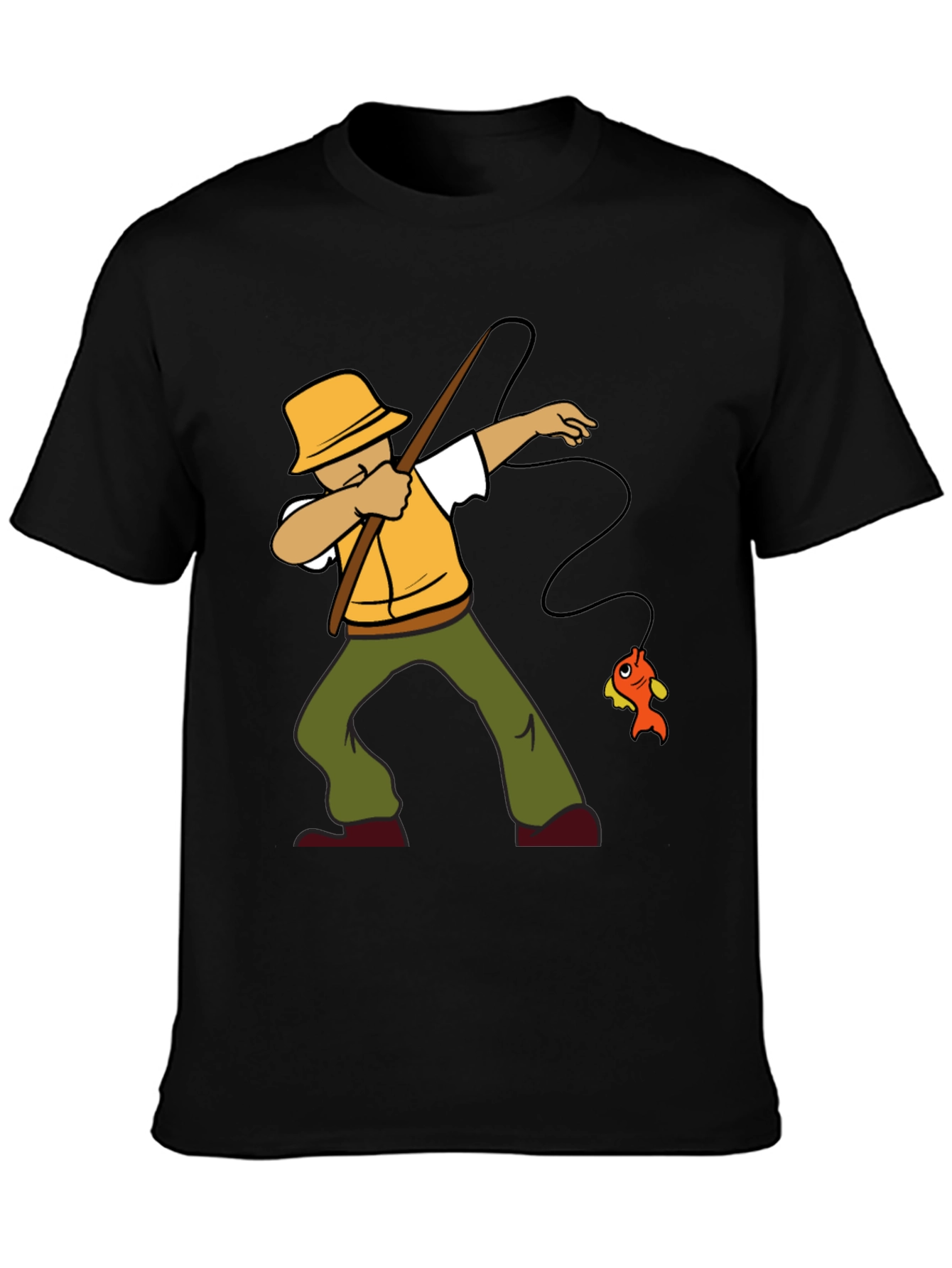 Dabbing Fisherman Graphic Tee - Novelty Fishing T-Shirt