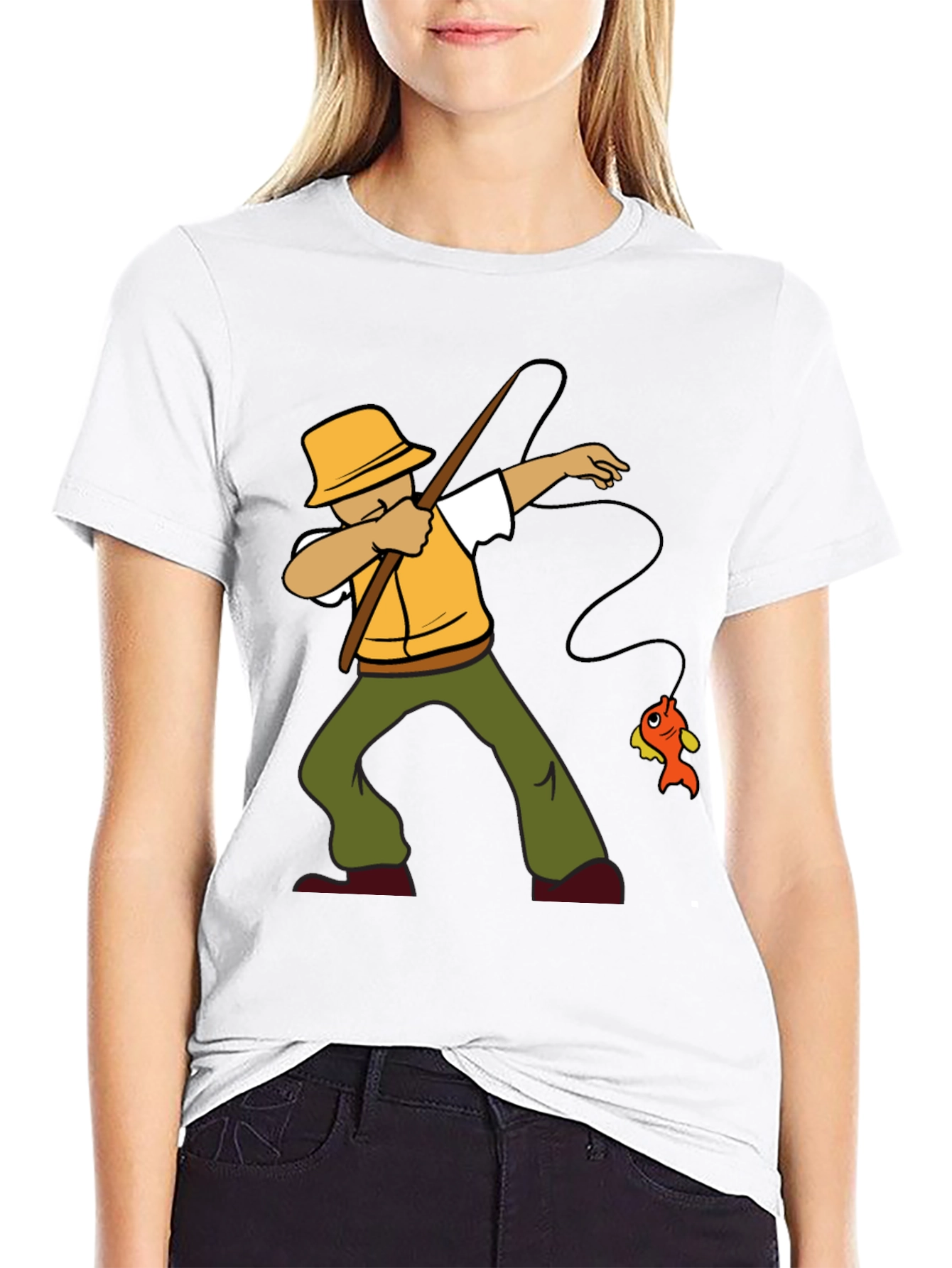 Dabbing Fisherman Graphic Tee - Novelty Fishing T-Shirt