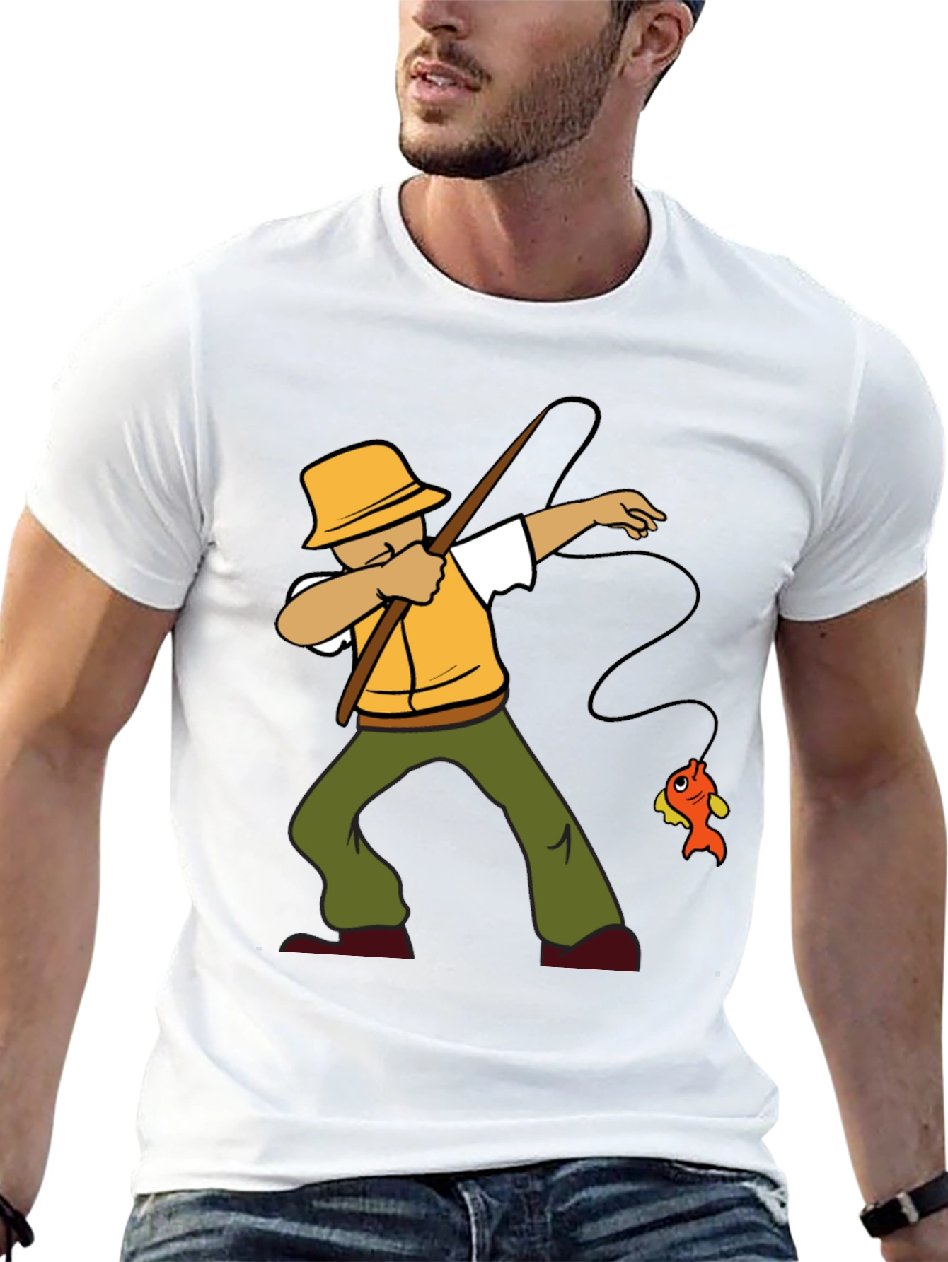 Dabbing Fisherman Graphic Tee - Novelty Fishing T-Shirt