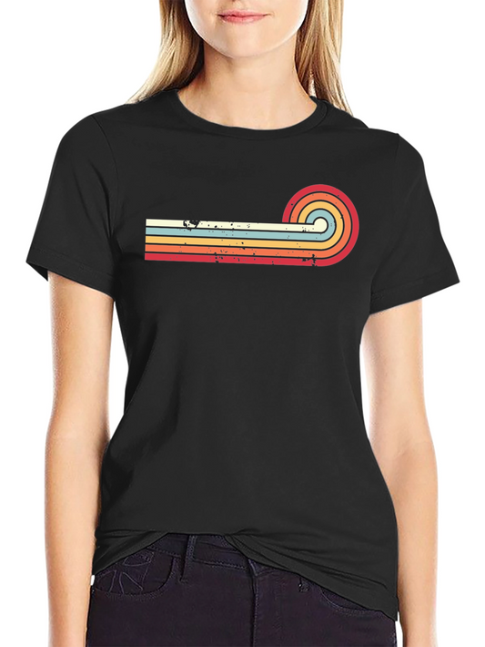 Retro Stripe Graphic Tee - Vintage Style T-Shirt
