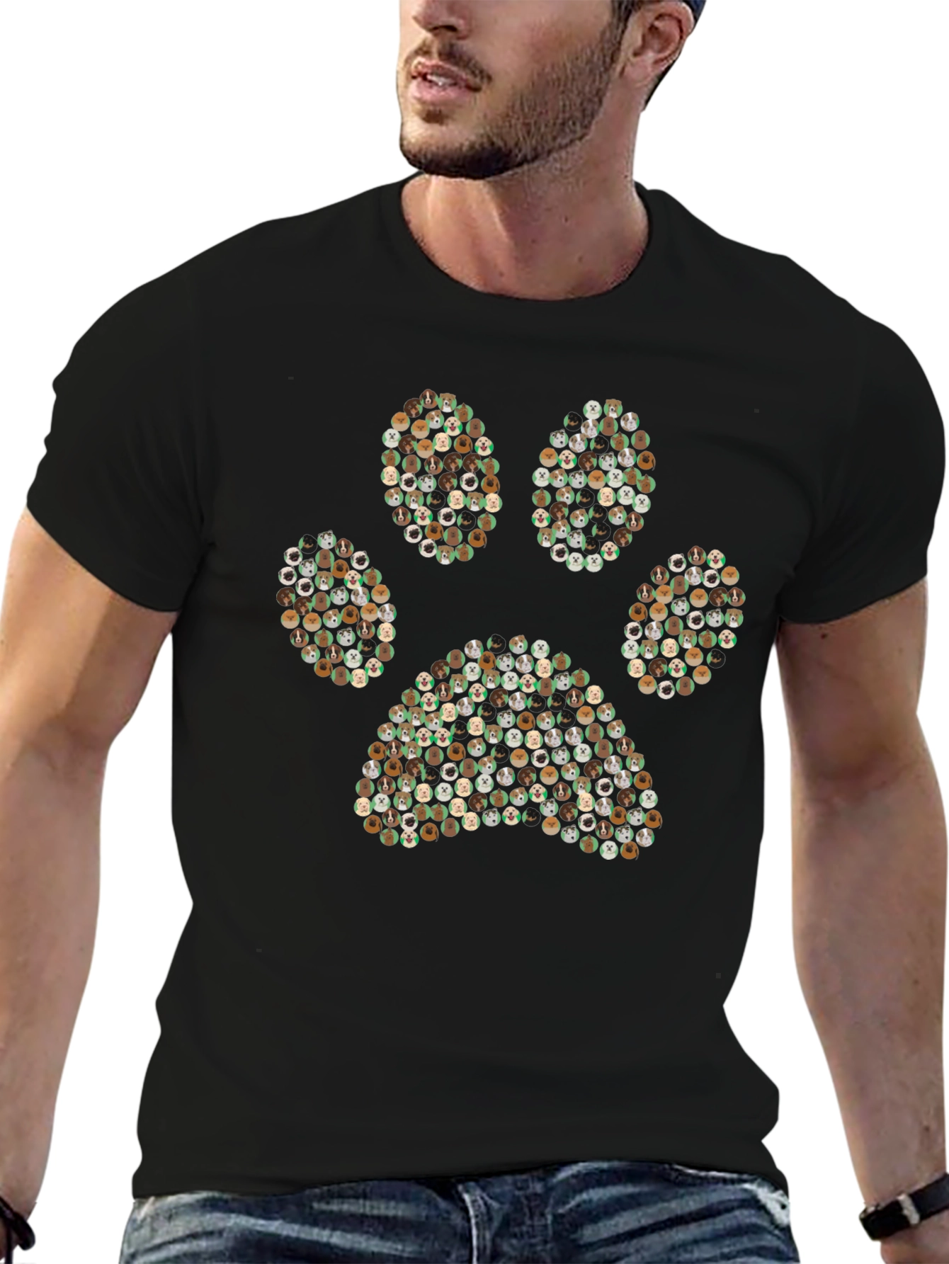 Paw Print Graphic T-Shirt - Mens Black Tee