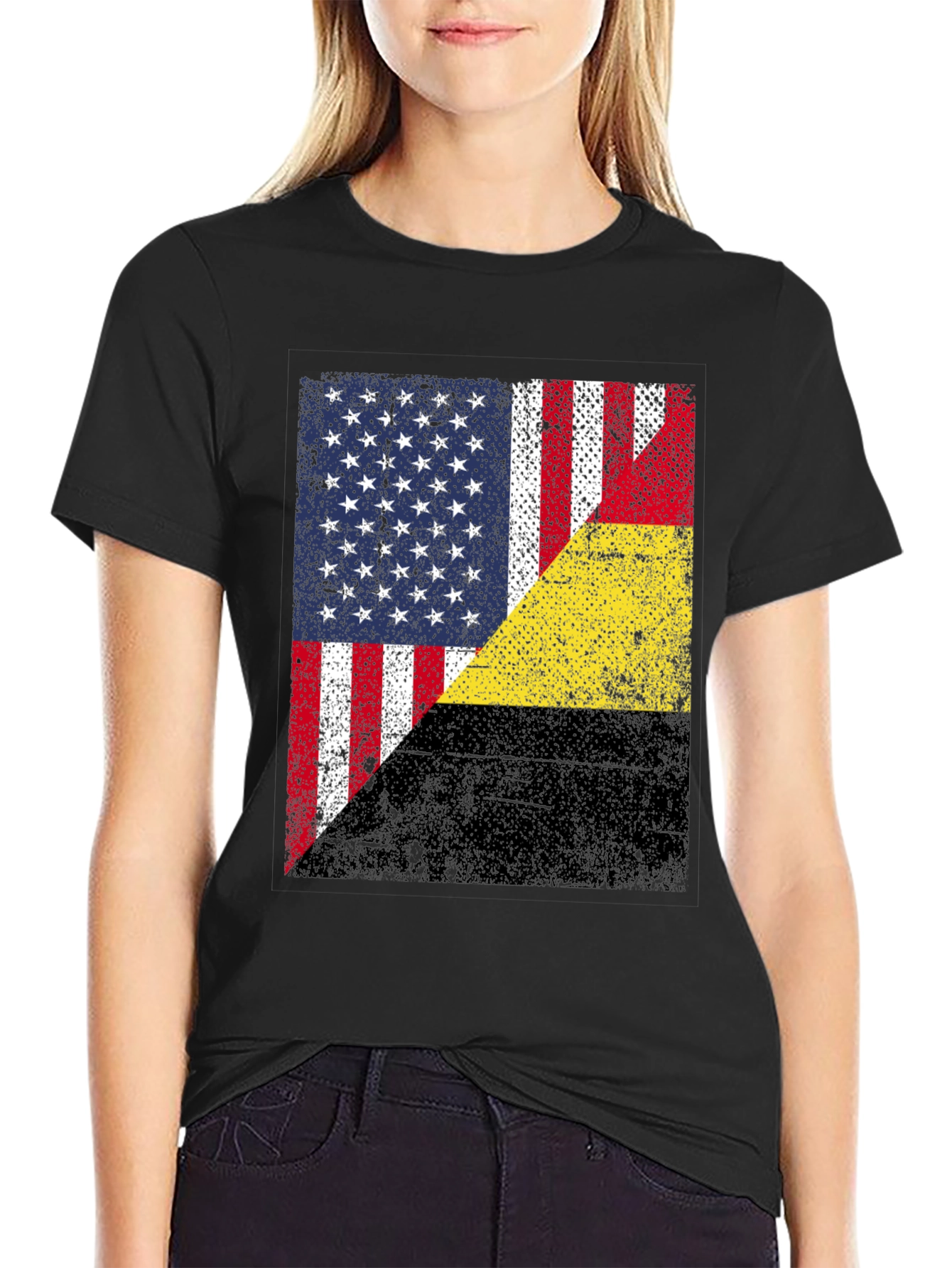 USA & Belgium Flag Graphic T-Shirt