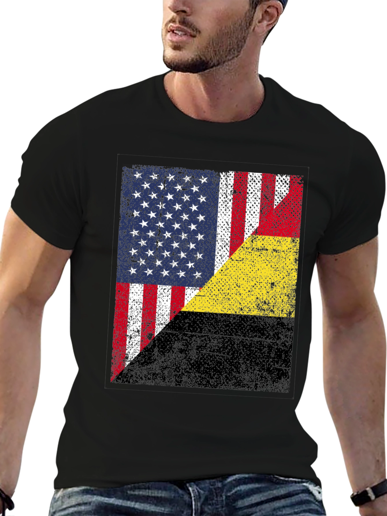 USA & Belgium Flag Graphic T-Shirt