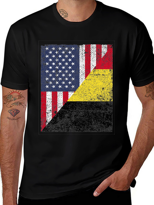 USA & Belgium Flag Graphic T-Shirt