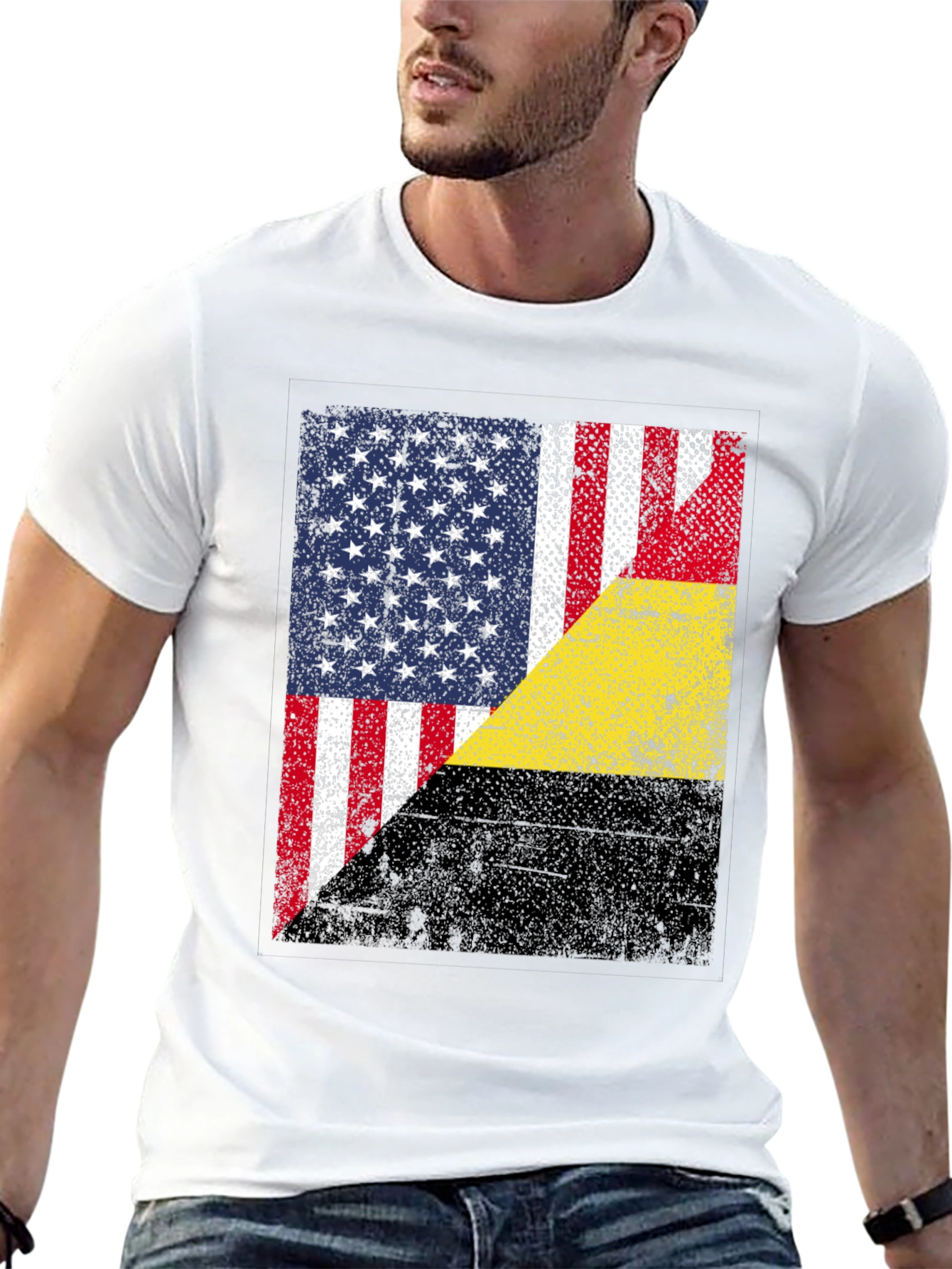USA & Belgium Flag Graphic T-Shirt