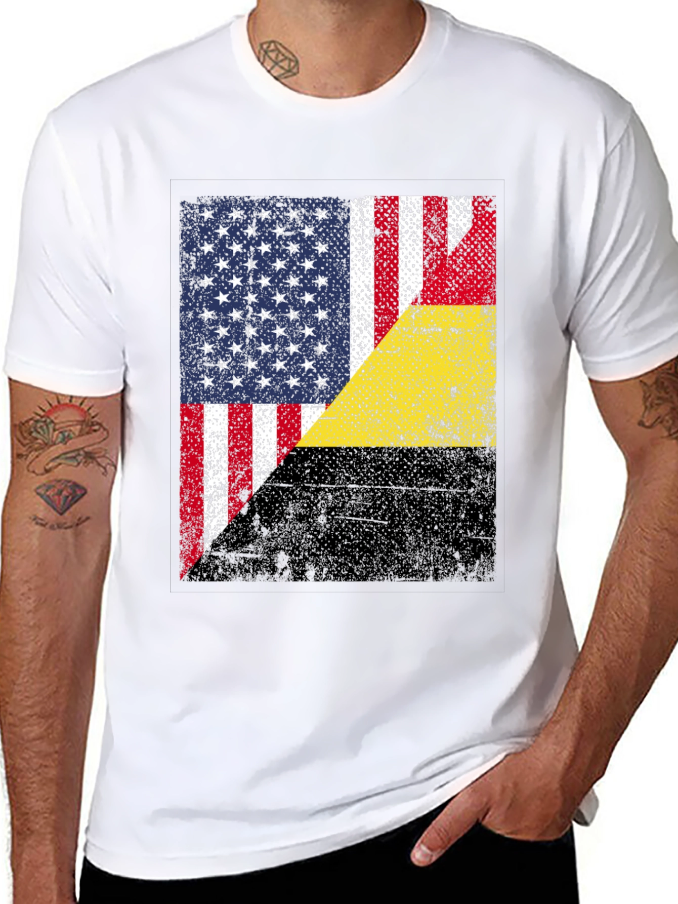 USA & Belgium Flag Graphic T-Shirt
