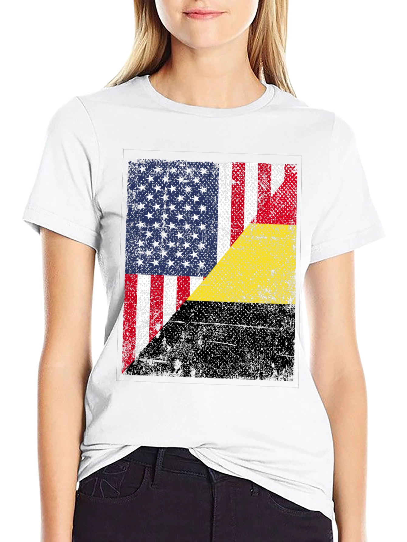 USA & Belgium Flag Graphic T-Shirt