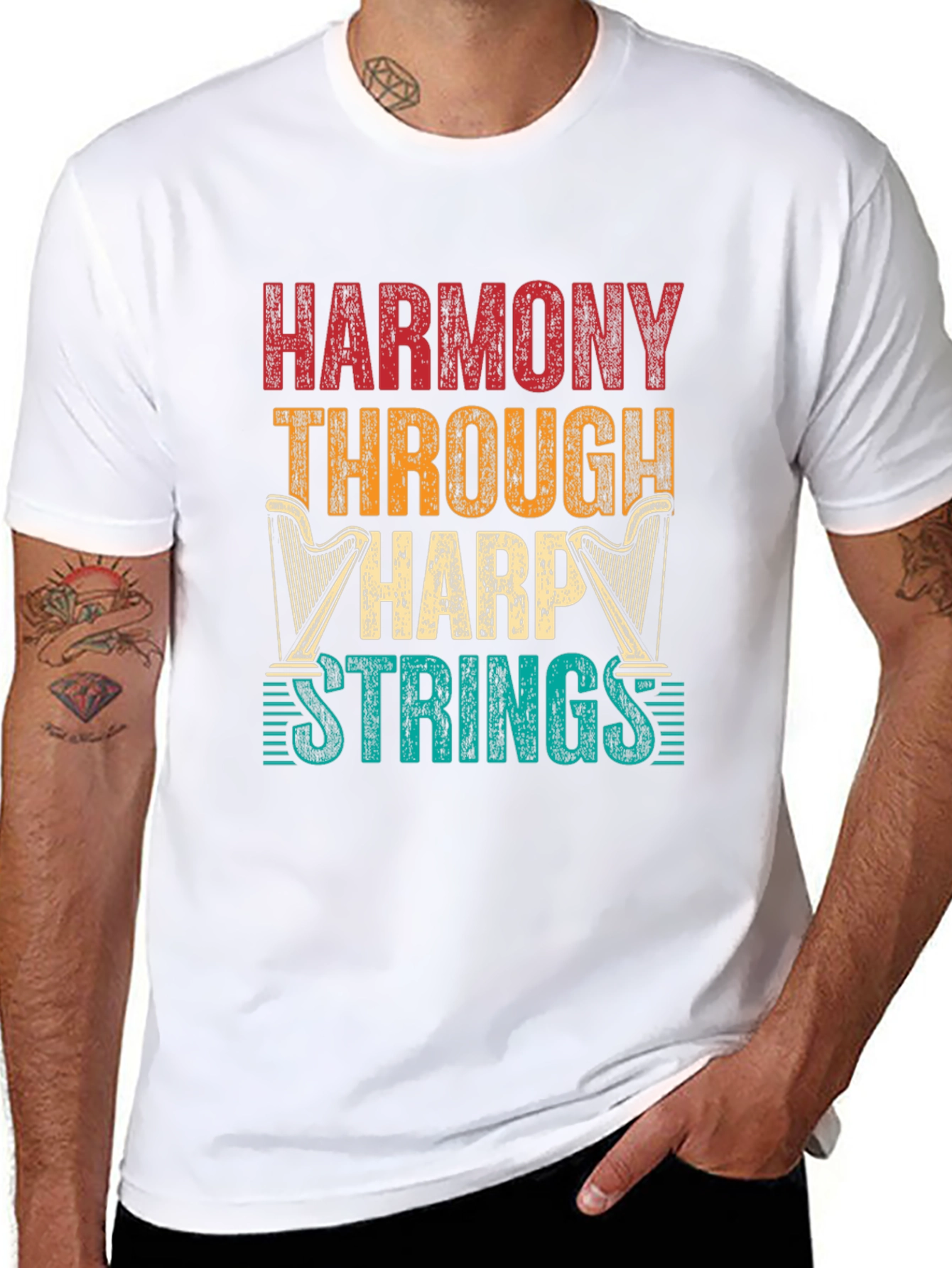 Harmony Through Harp Strings Graphic Tee