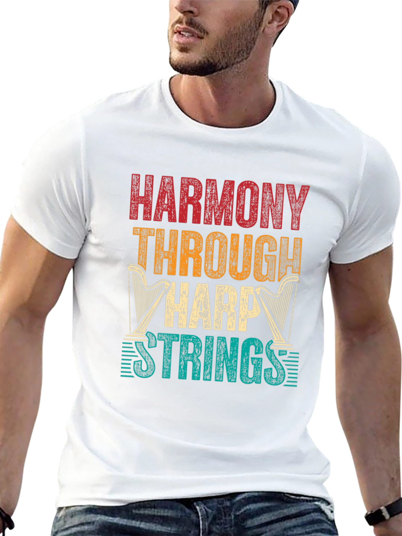 Harmony Through Harp Strings Graphic Tee