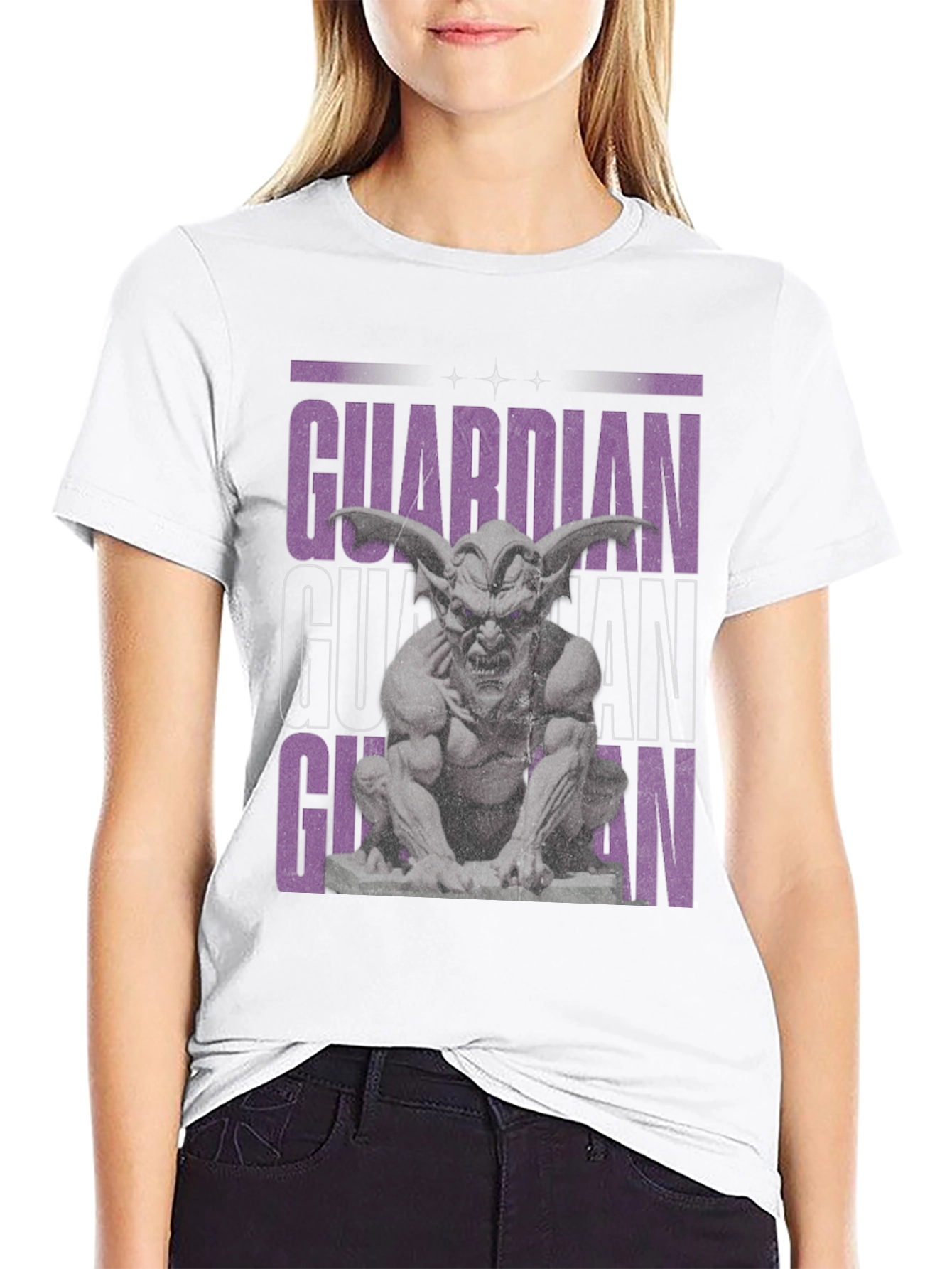 Guardian Gargoyle Graphic Tee - Black Cotton