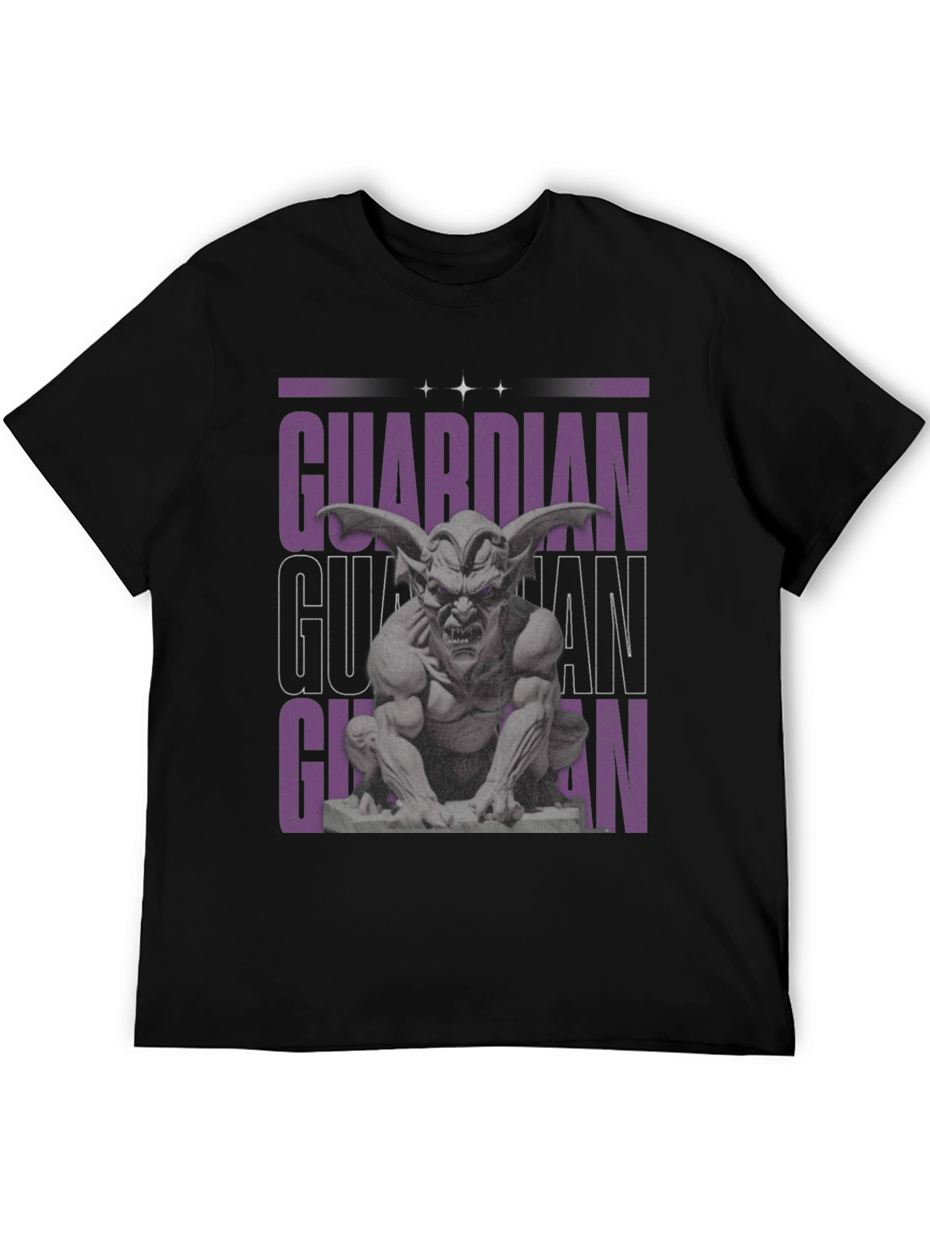 Guardian Gargoyle Graphic Tee - Black Cotton