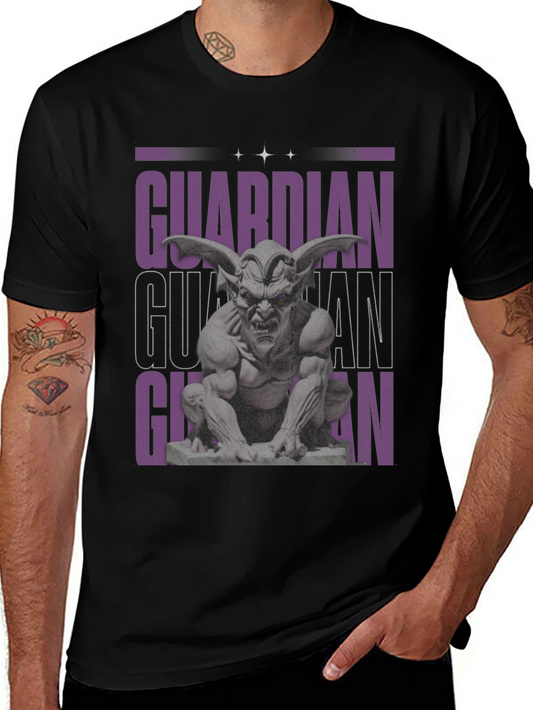 Guardian Gargoyle Graphic Tee - Black Cotton