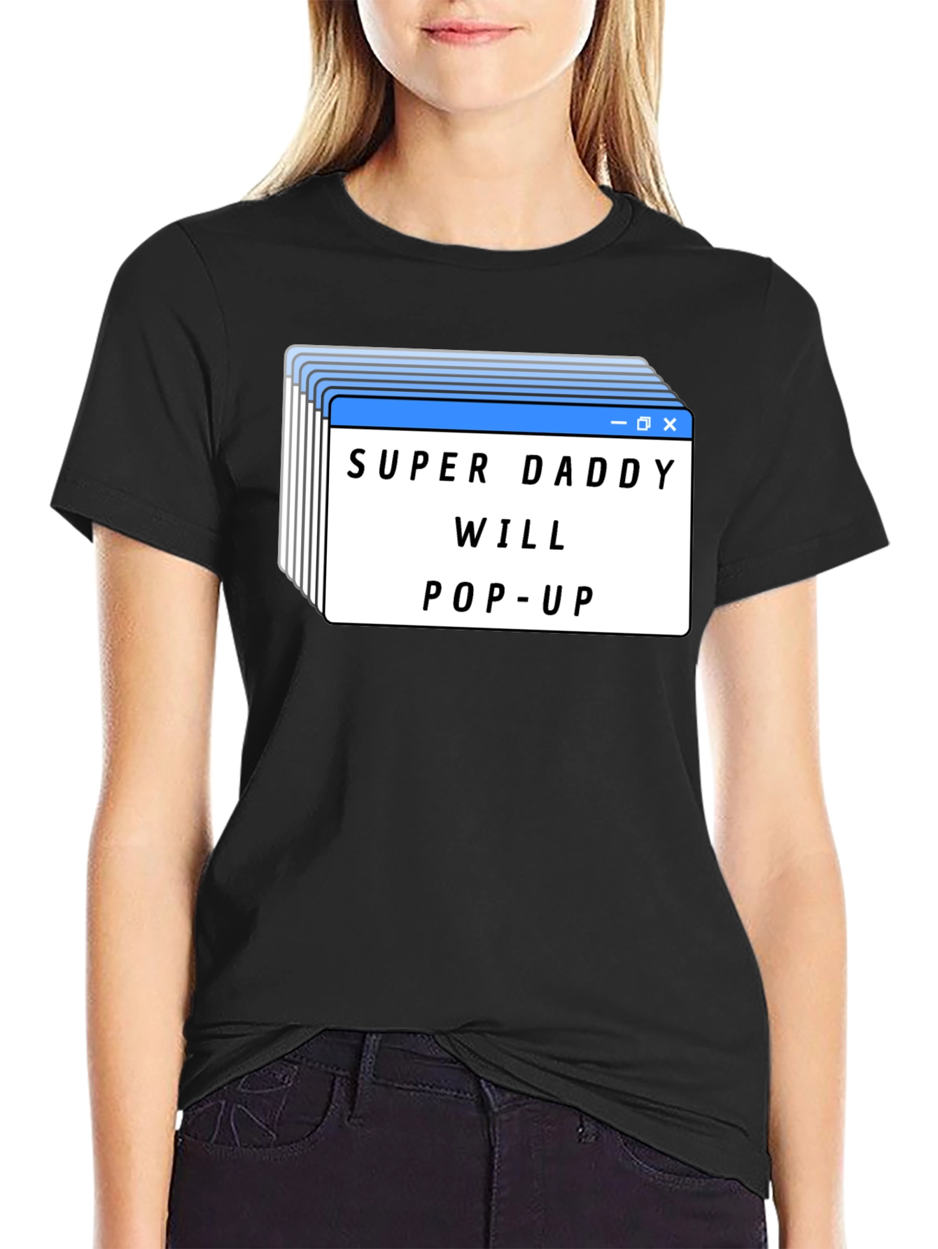Super Daddy Will Pop-Up Black T-Shirt