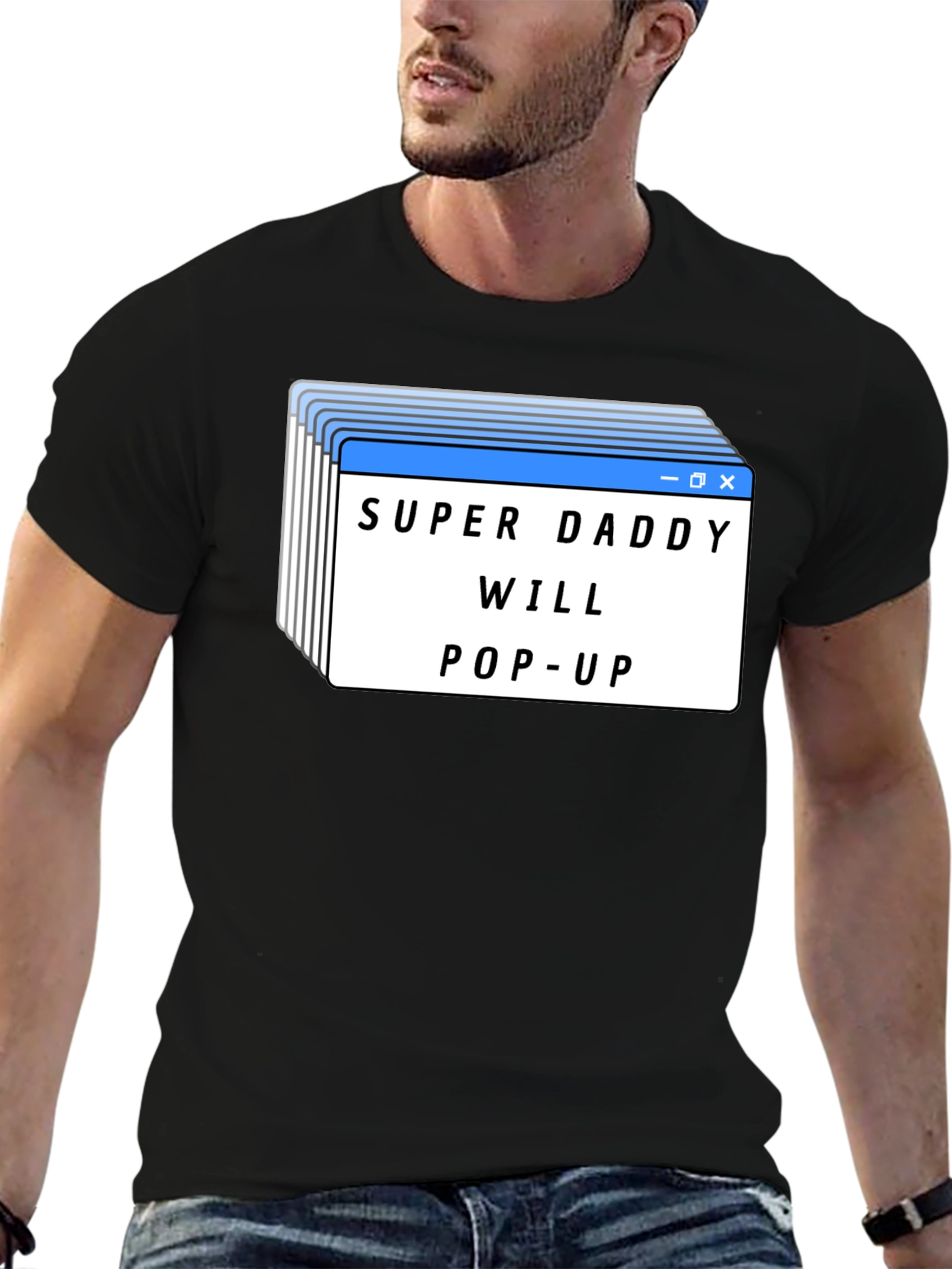 Super Daddy Will Pop-Up Black T-Shirt