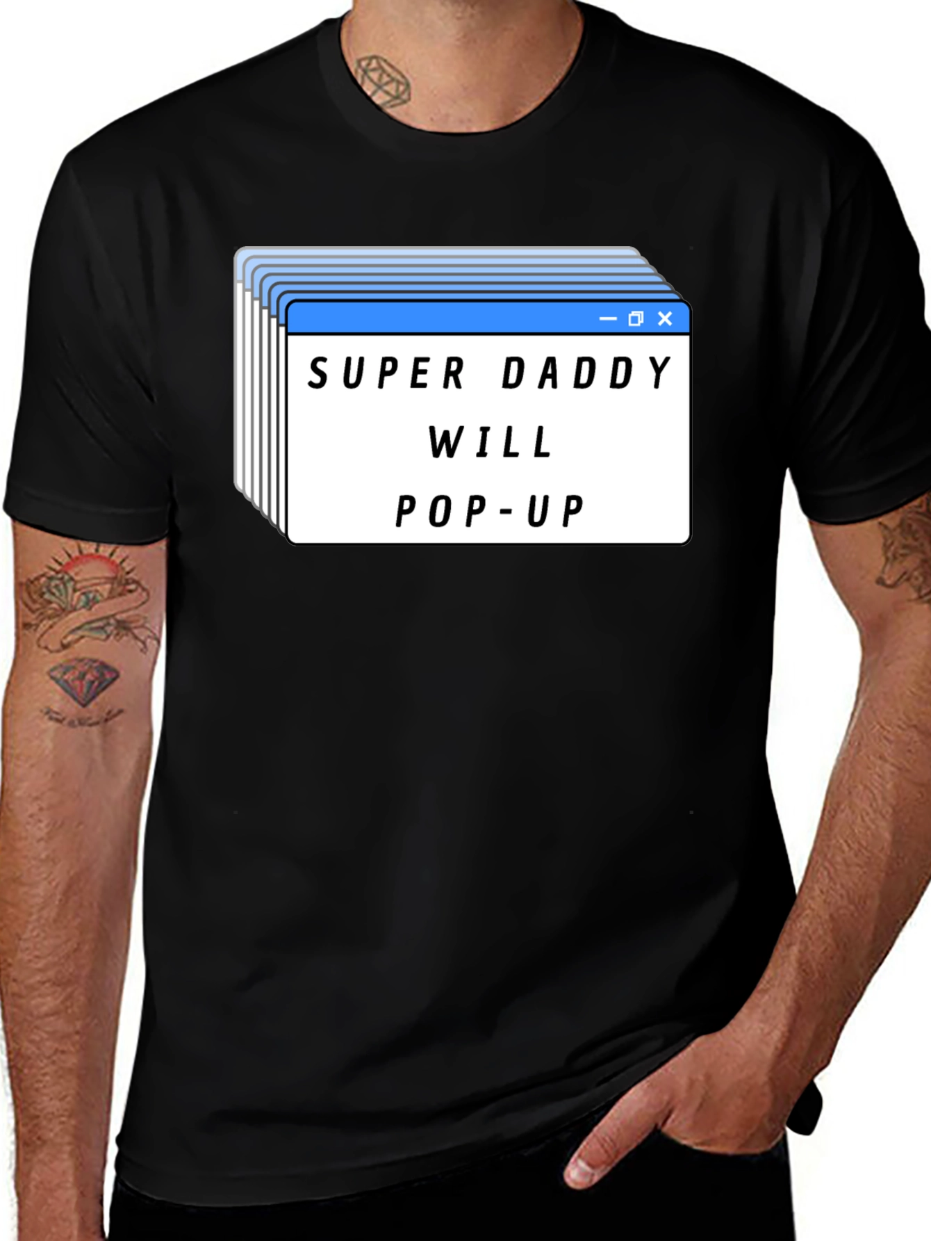Super Daddy Will Pop-Up Black T-Shirt