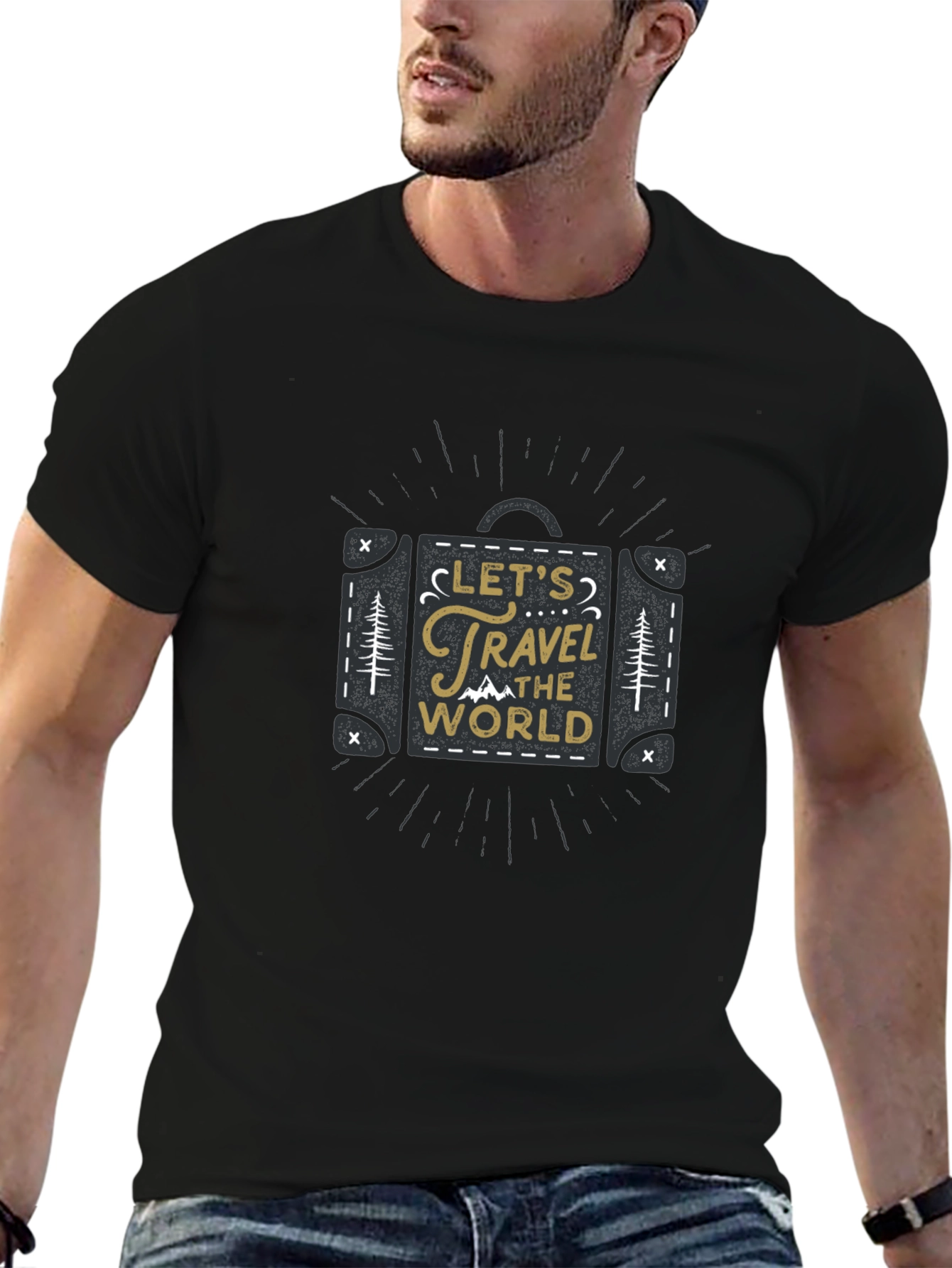 Travel the World Suitcase T-Shirt - Black