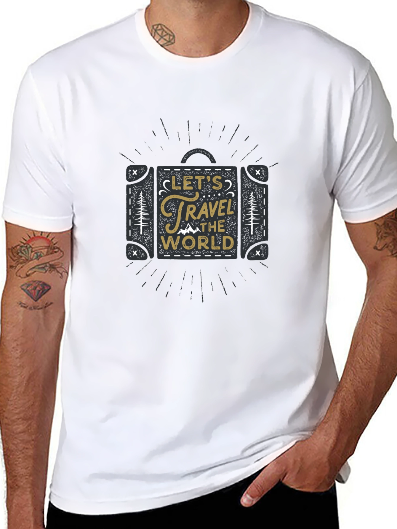 Travel the World Suitcase T-Shirt - Black