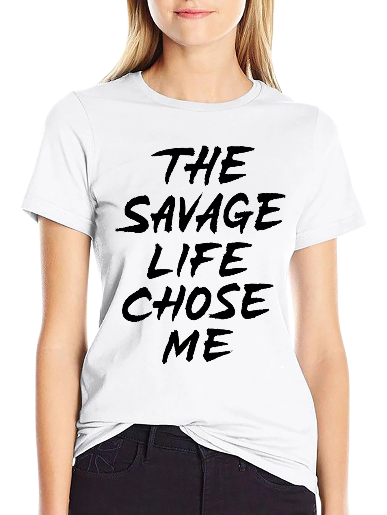 The Savage Life Chose Me Black Graphic Tee
