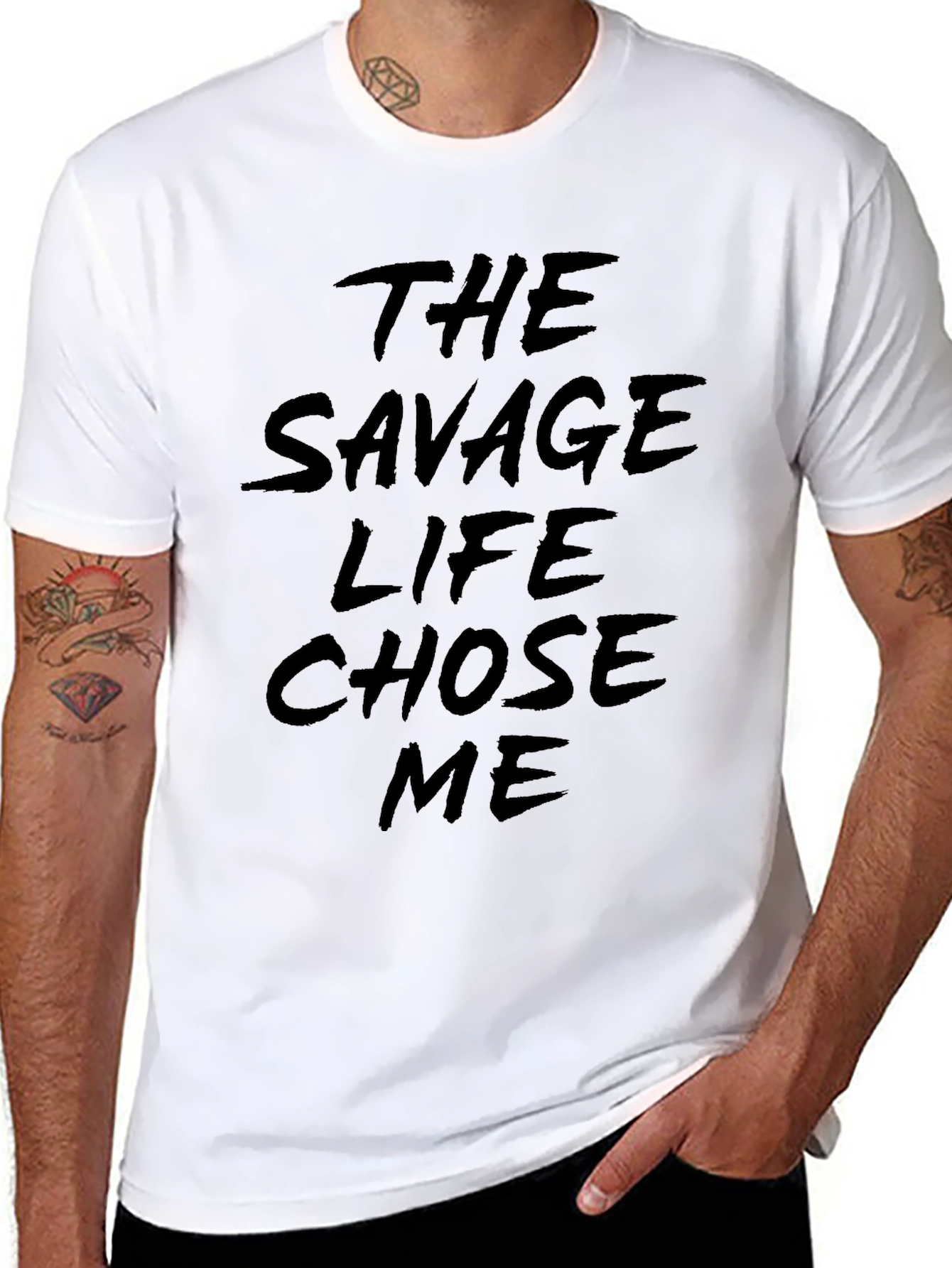 The Savage Life Chose Me Black Graphic Tee