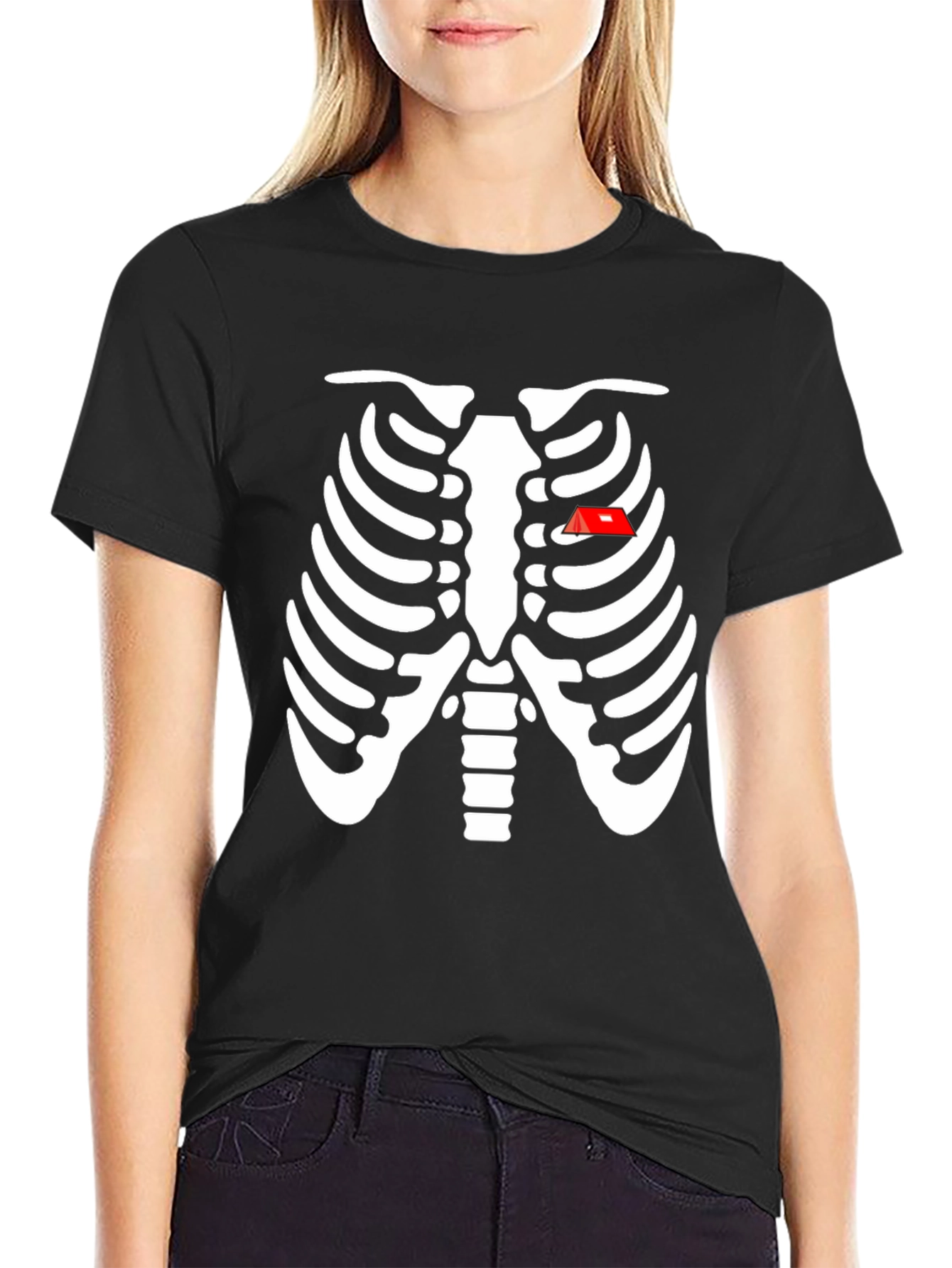 Camping Skeleton Rib Cage Graphic Tee