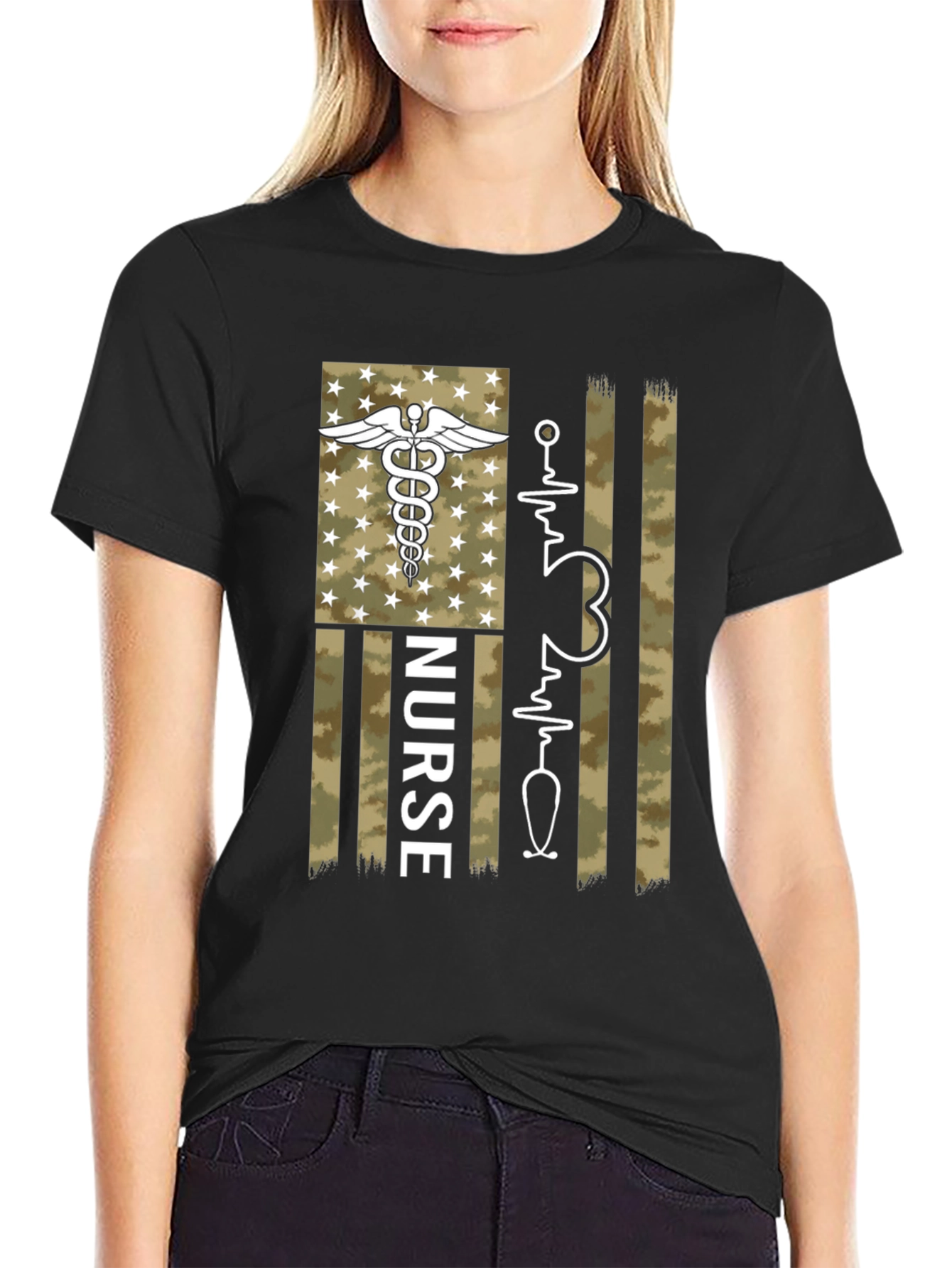Nurse Camo Flag T-Shirt