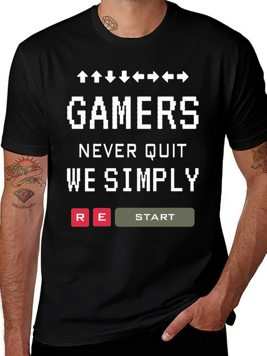 Gamers Never Quit T-Shirt - Retro Gaming Tee
