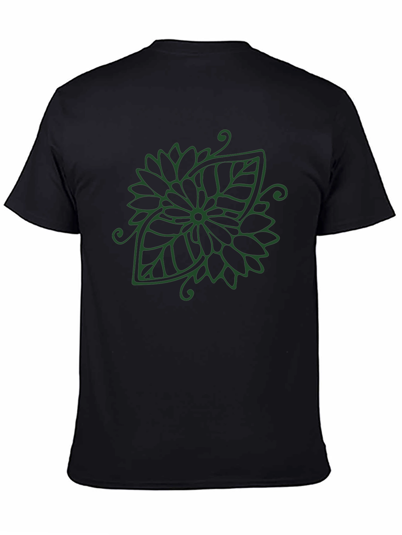 Leaf Mandala Black T-Shirt - Nature Inspired Design