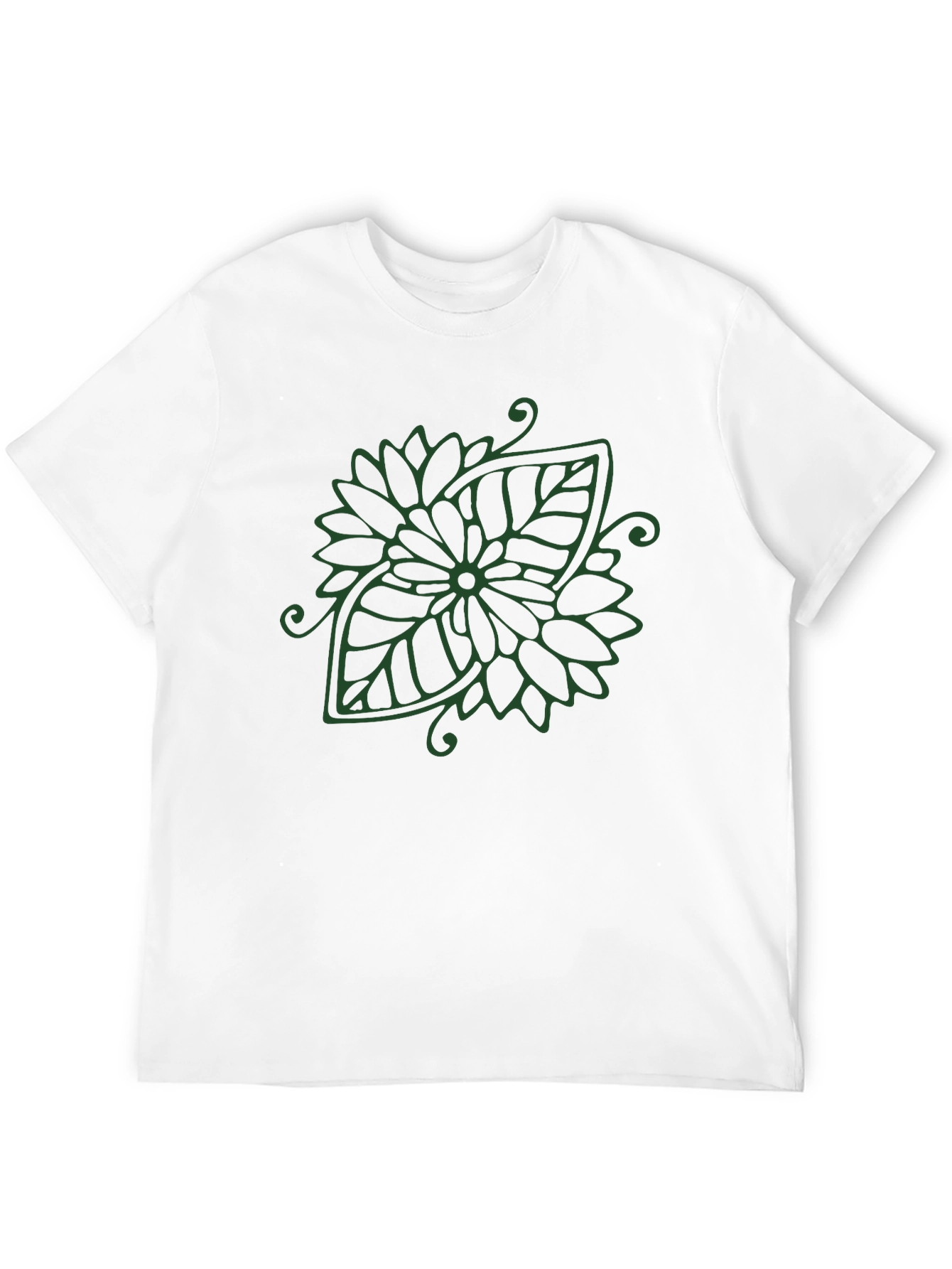 Leaf Mandala Black T-Shirt - Nature Inspired Design
