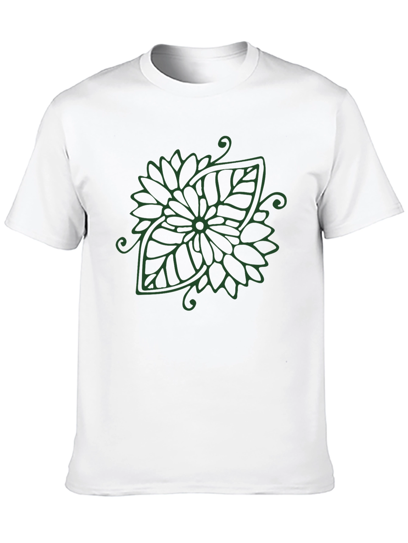 Leaf Mandala Black T-Shirt - Nature Inspired Design