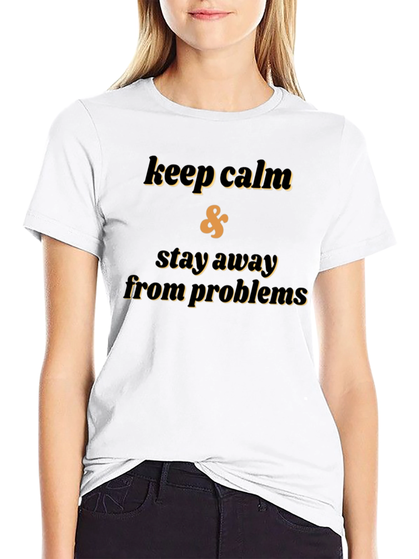 Keep Calm Stay Away From Problems Black T-Shirt