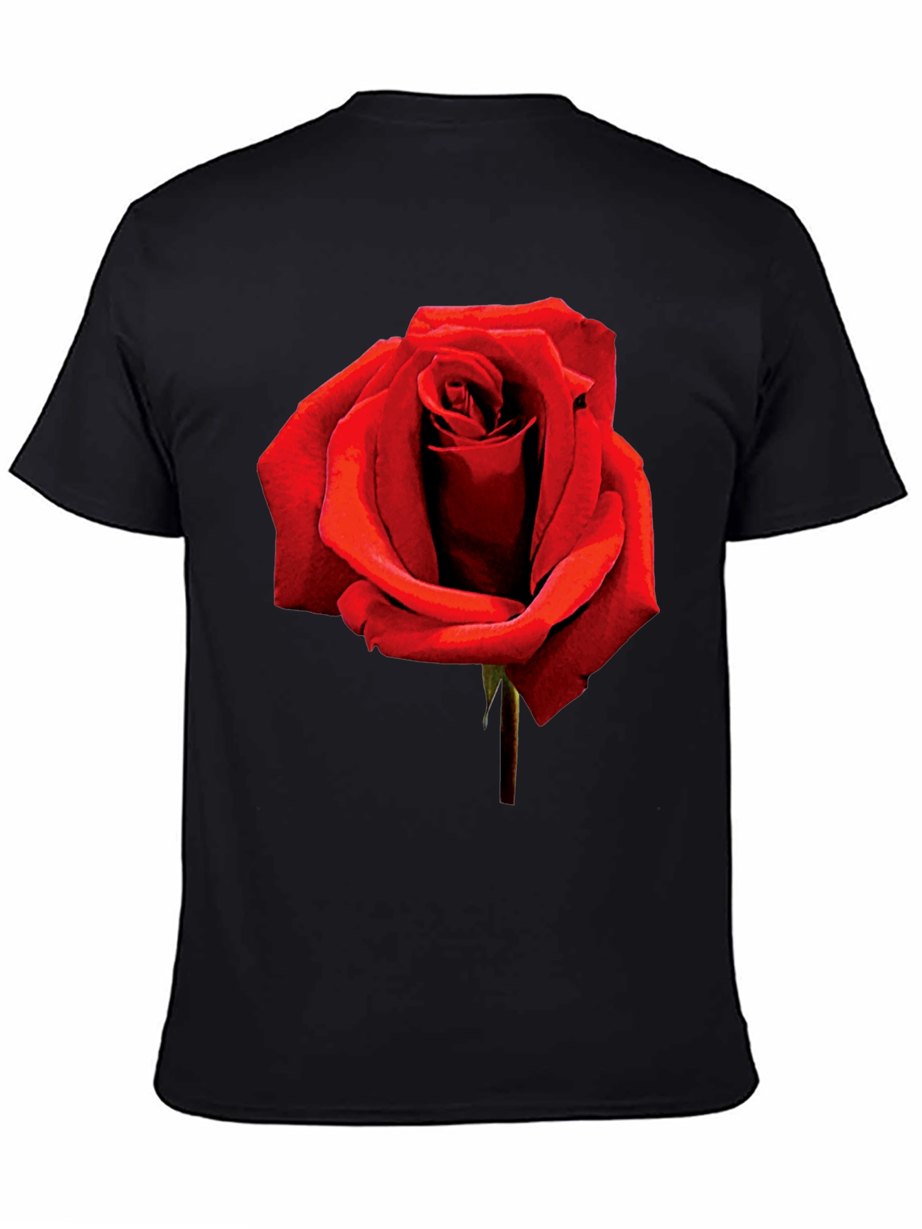Red Rose Graphic Tee - Black Cotton T-Shirt