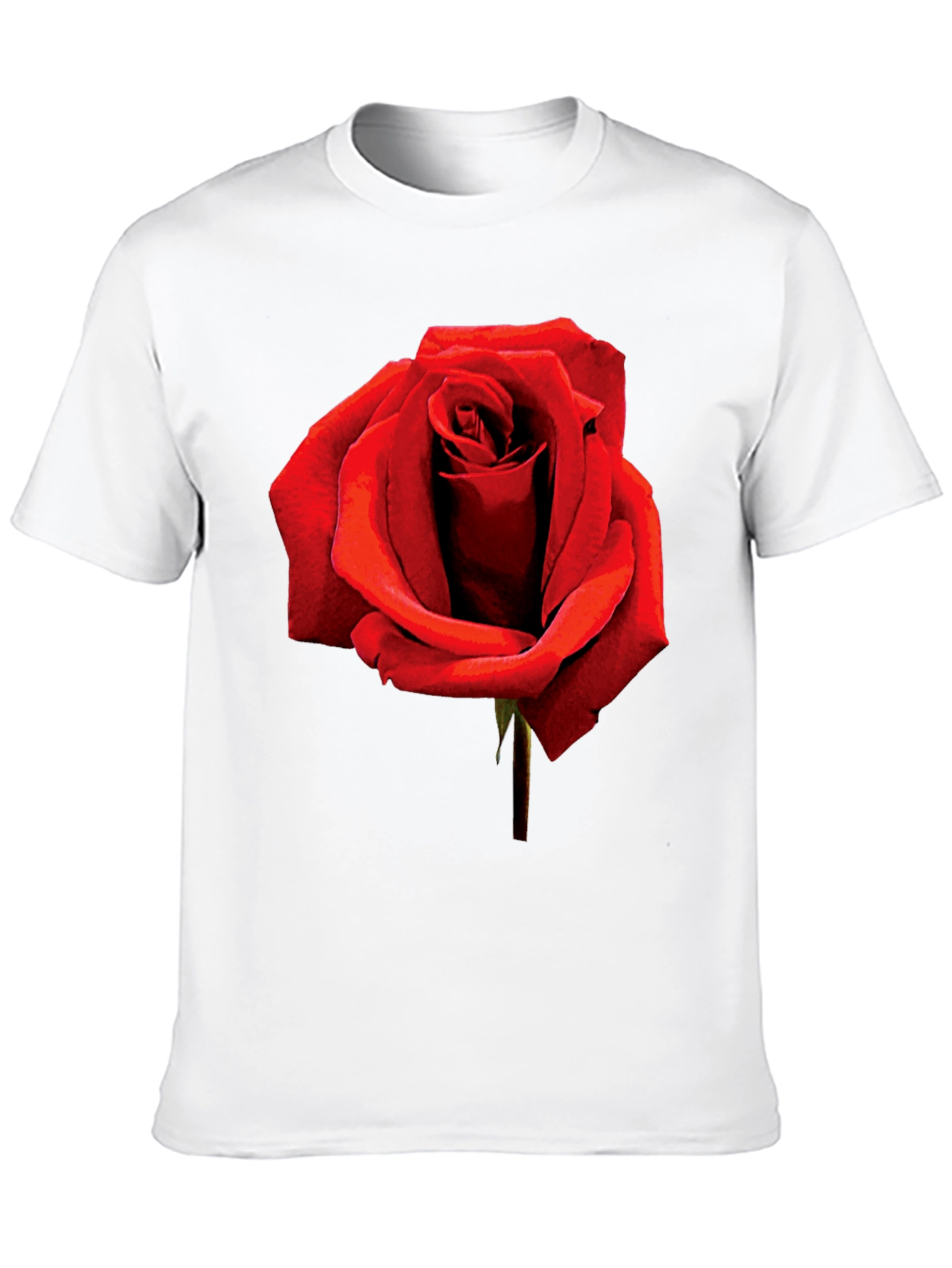 Red Rose Graphic Tee - Black Cotton T-Shirt
