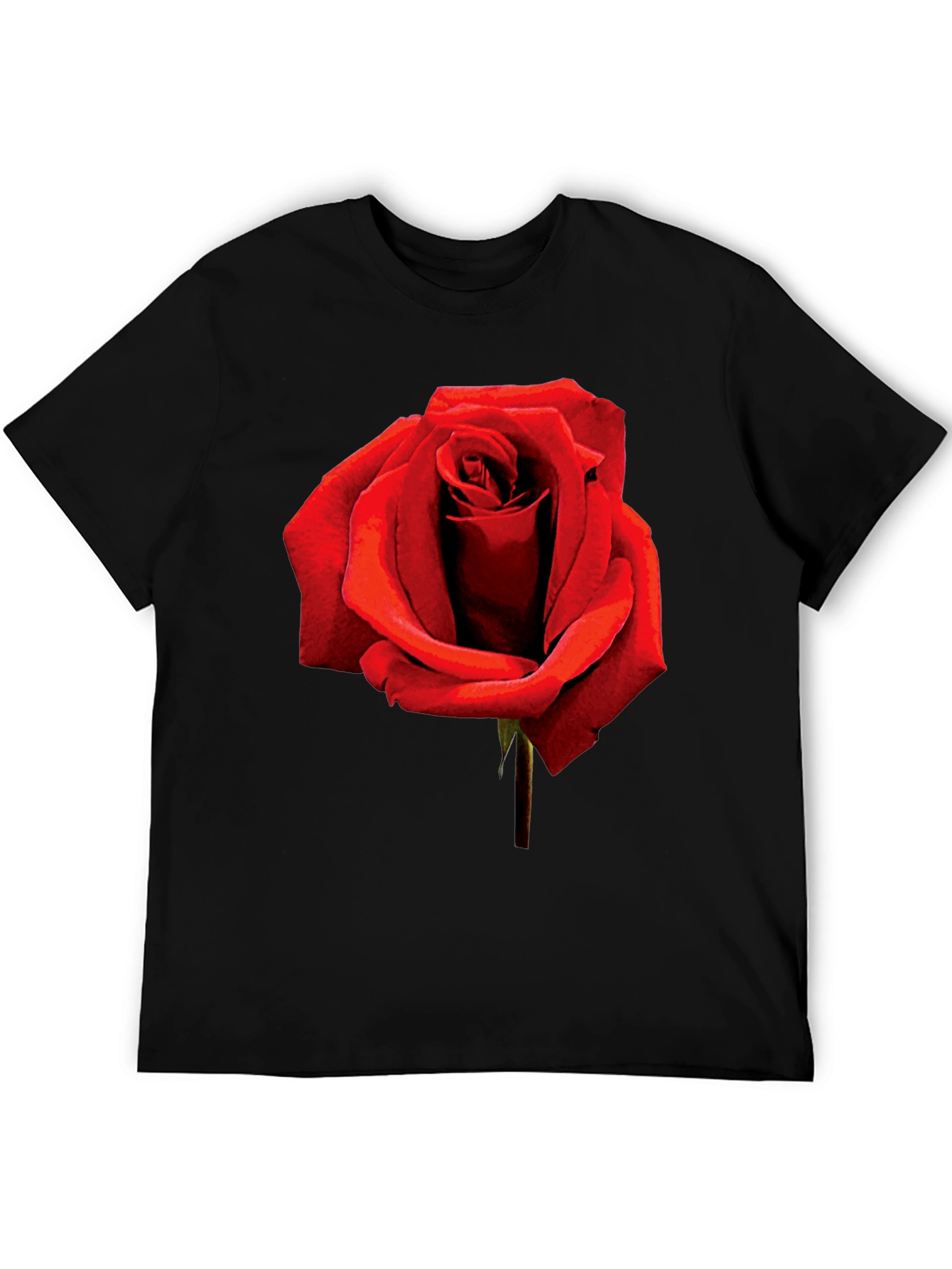 Red Rose Graphic Tee - Black Cotton T-Shirt
