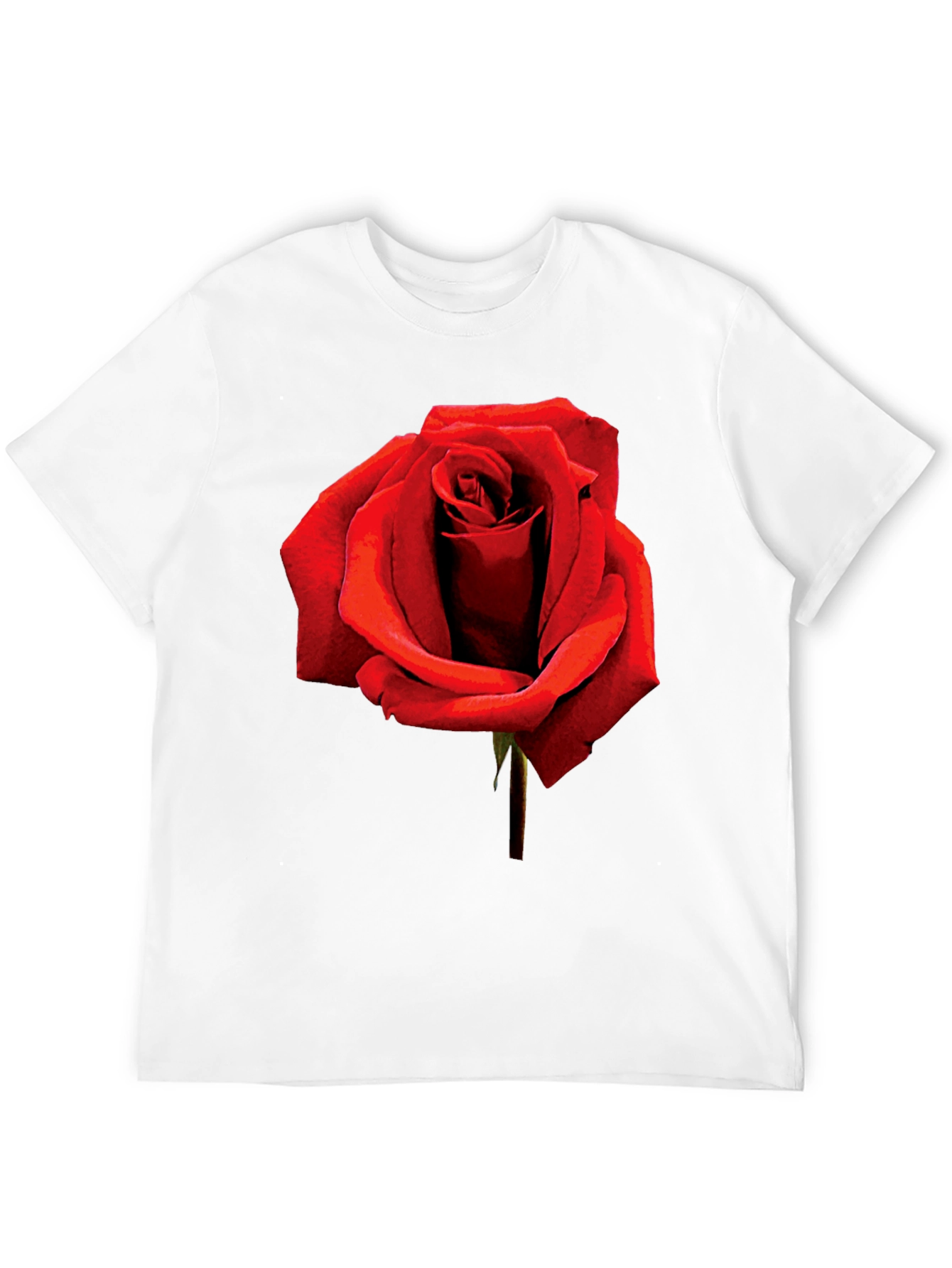 Red Rose Graphic Tee - Black Cotton T-Shirt