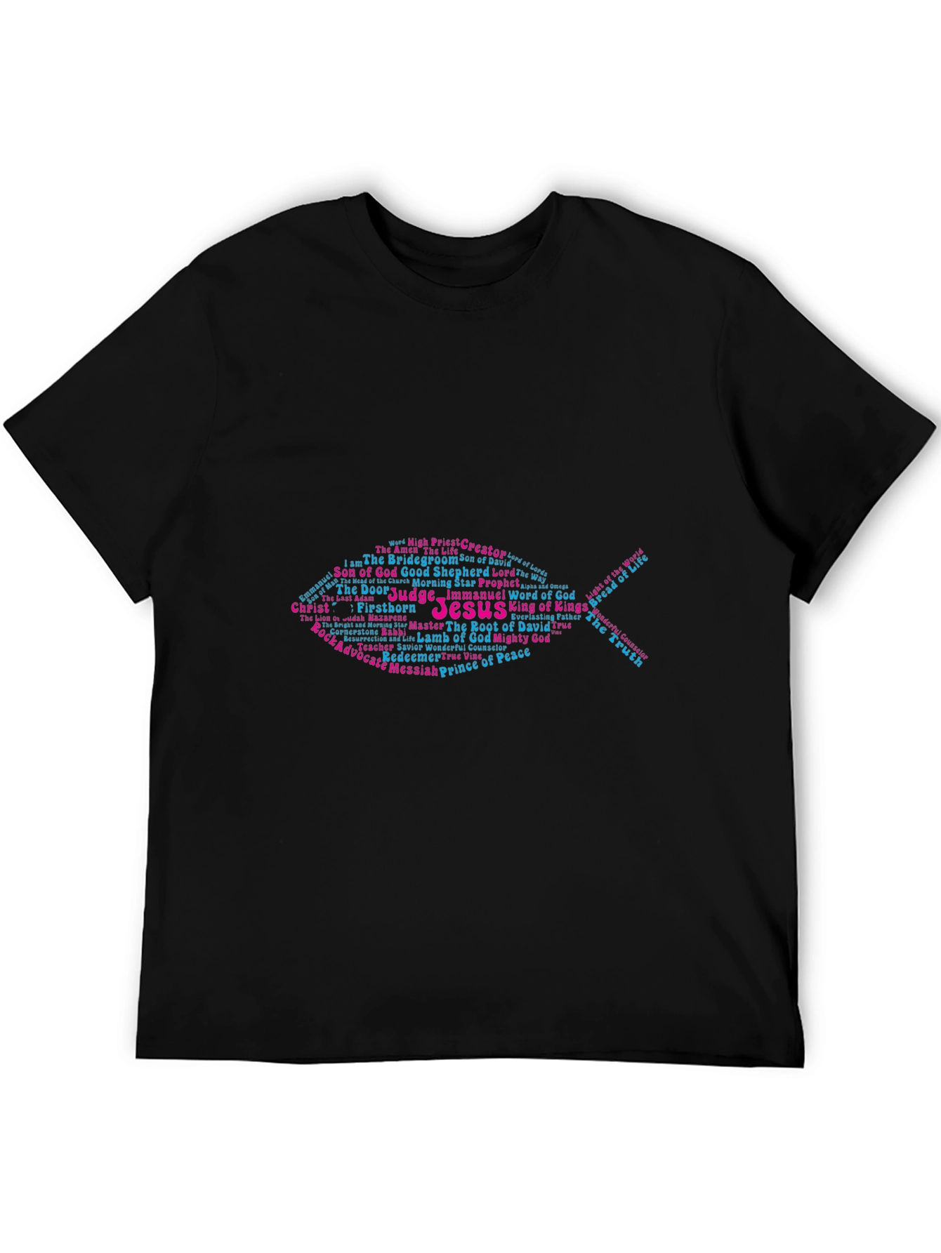 Jesus Fish Word Art T-Shirt - Christian Apparel
