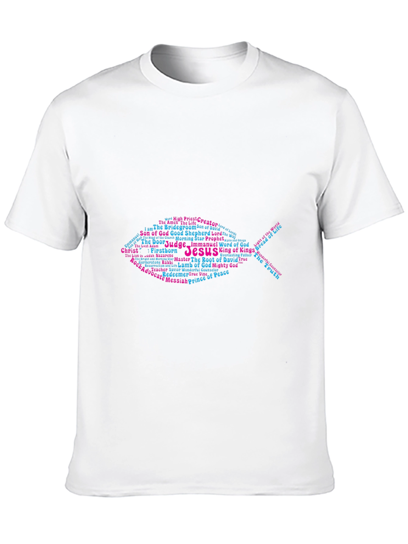 Jesus Fish Word Art T-Shirt - Christian Apparel