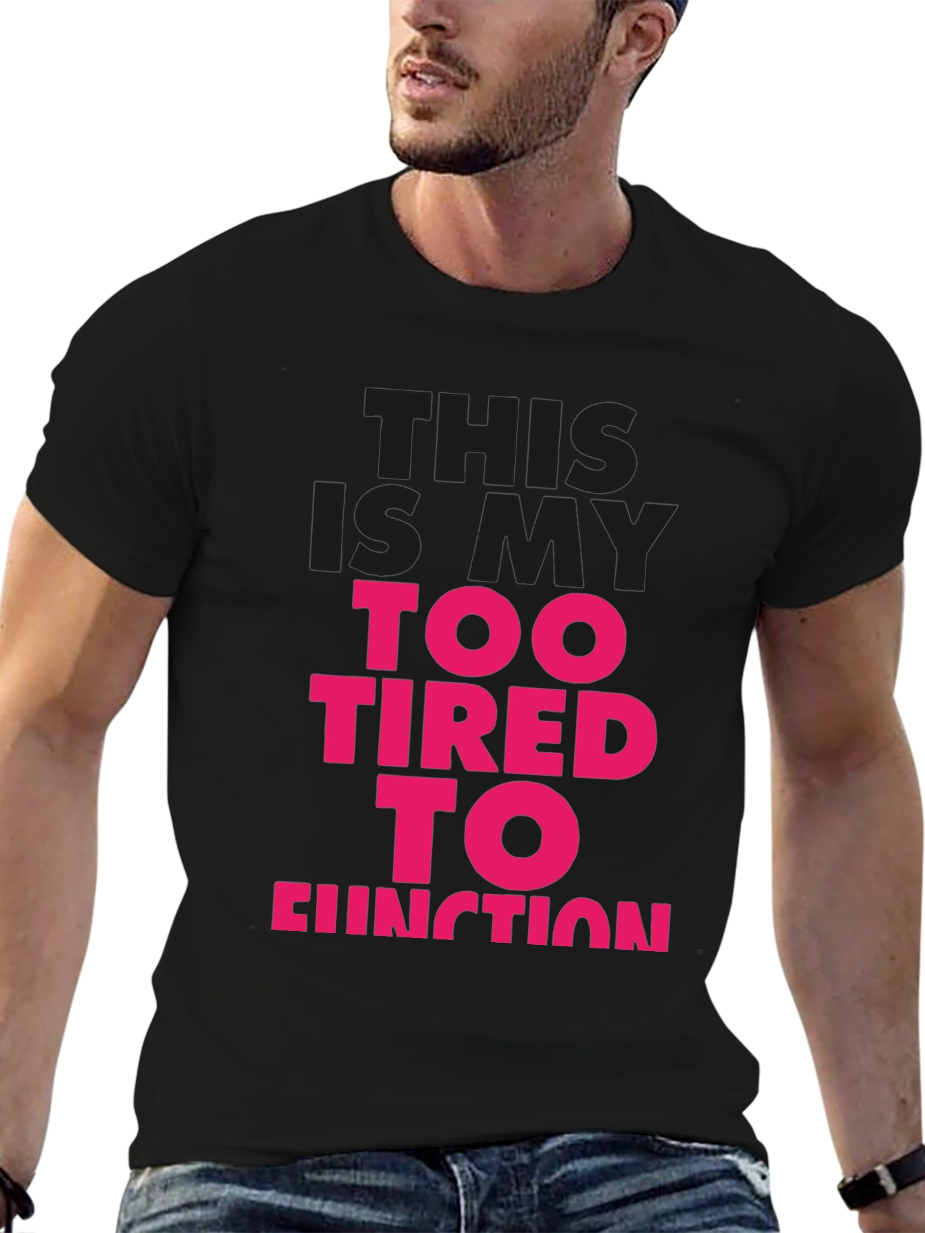 Too Tired to Function Graphic Tee - Black