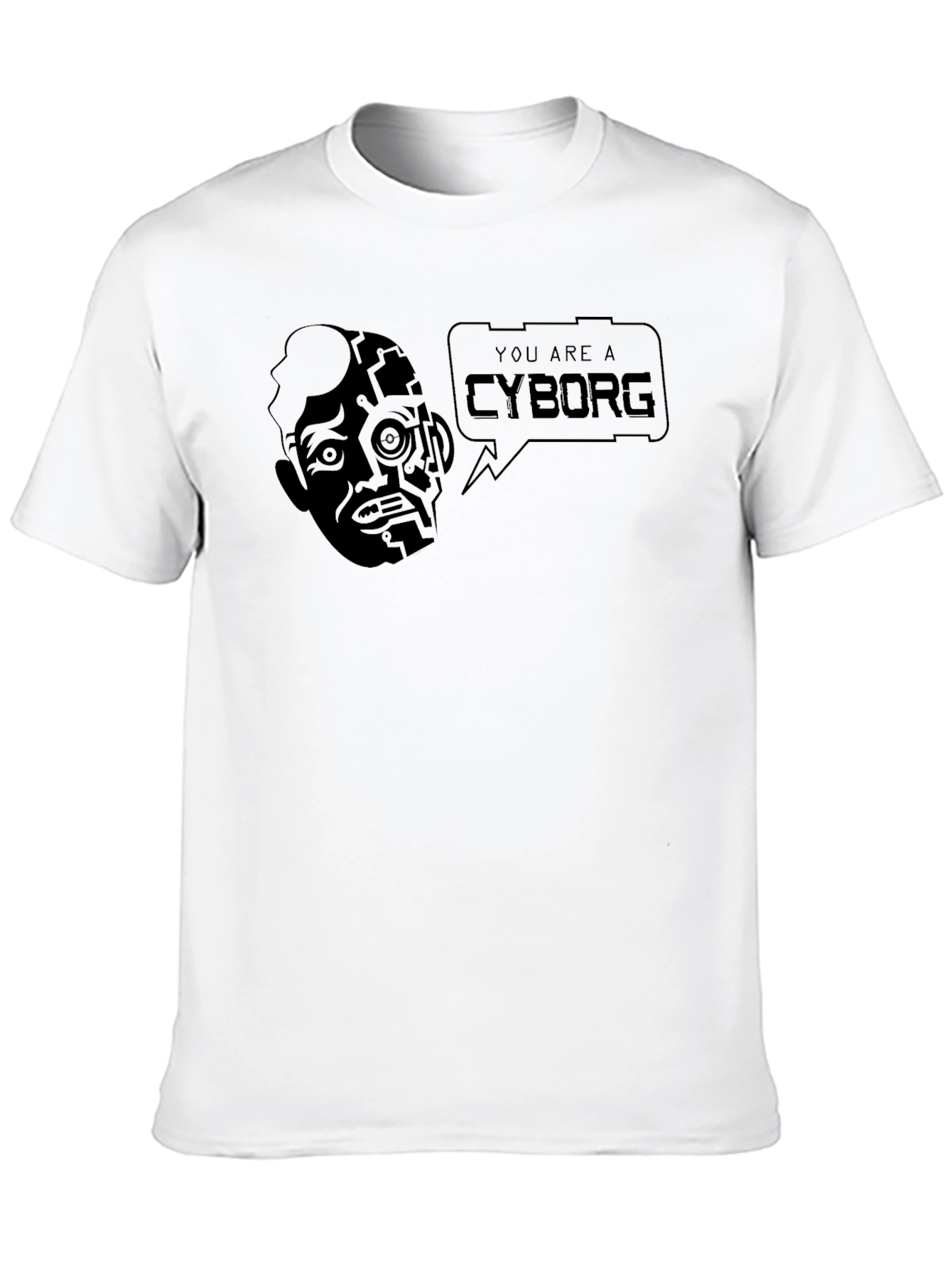 Cyborg Graphic Tee - Sci-Fi Style Black T-Shirt