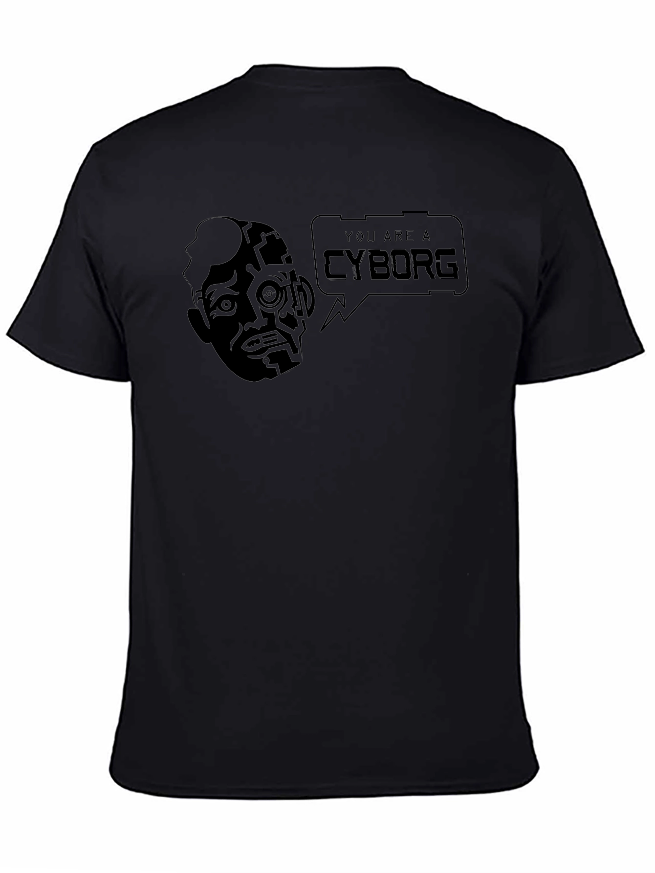 Cyborg Graphic Tee - Sci-Fi Style Black T-Shirt